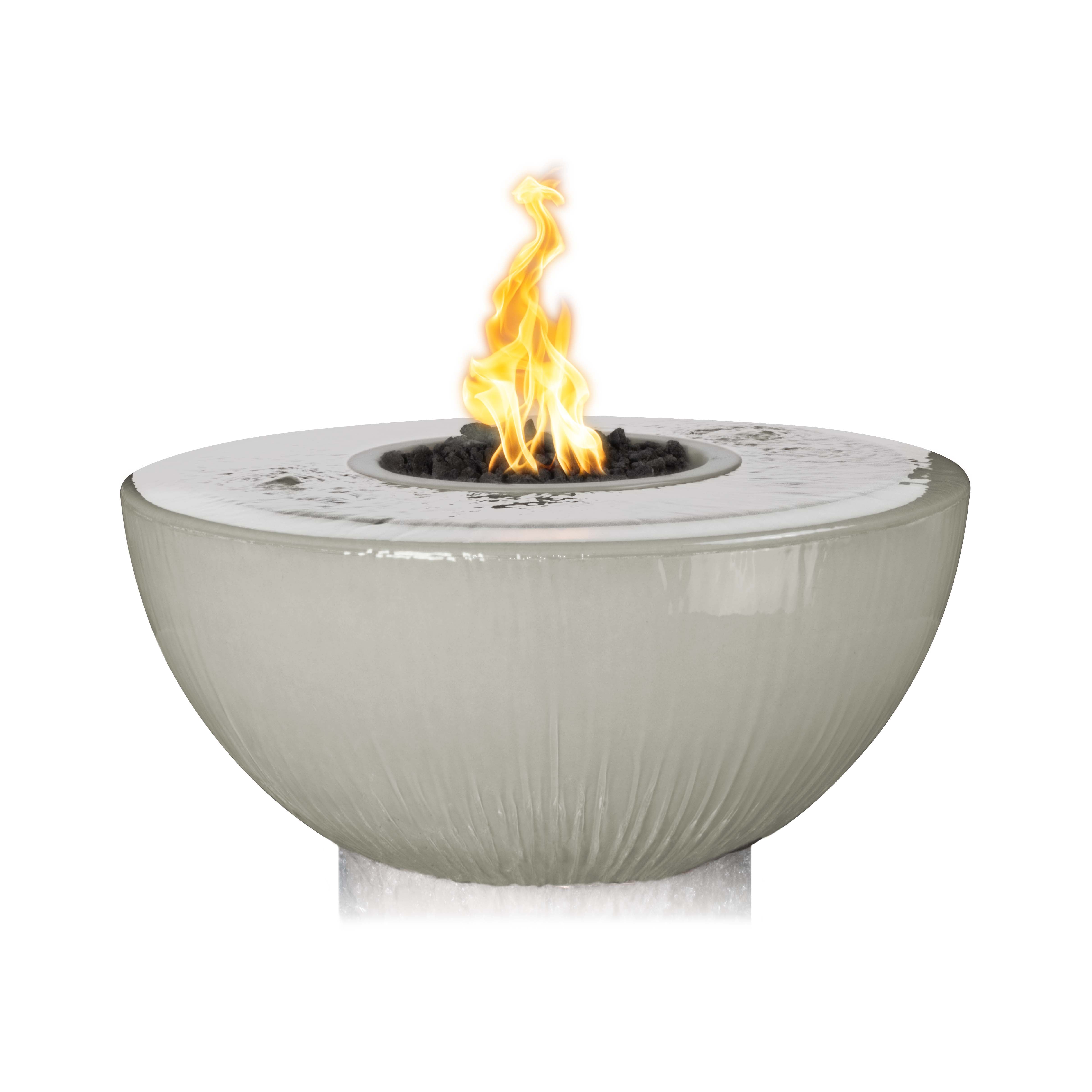 The Outdoor Plus Round Sedona Fire & Water Bowl - GFRC Concrete - 360° Spill - 38-Inch