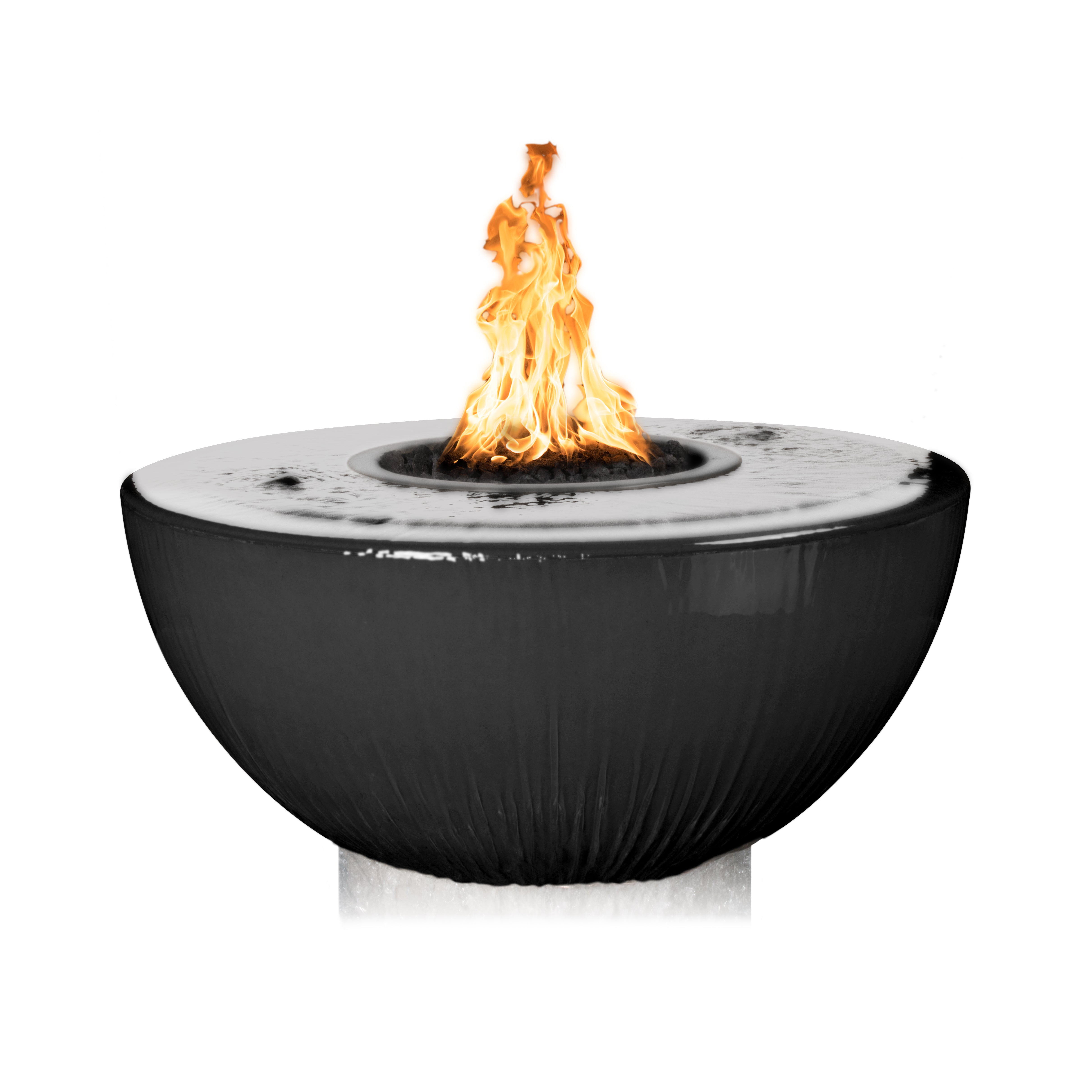 The Outdoor Plus Round Sedona Fire & Water Bowl - GFRC Concrete - 360° Spill - 38-Inch