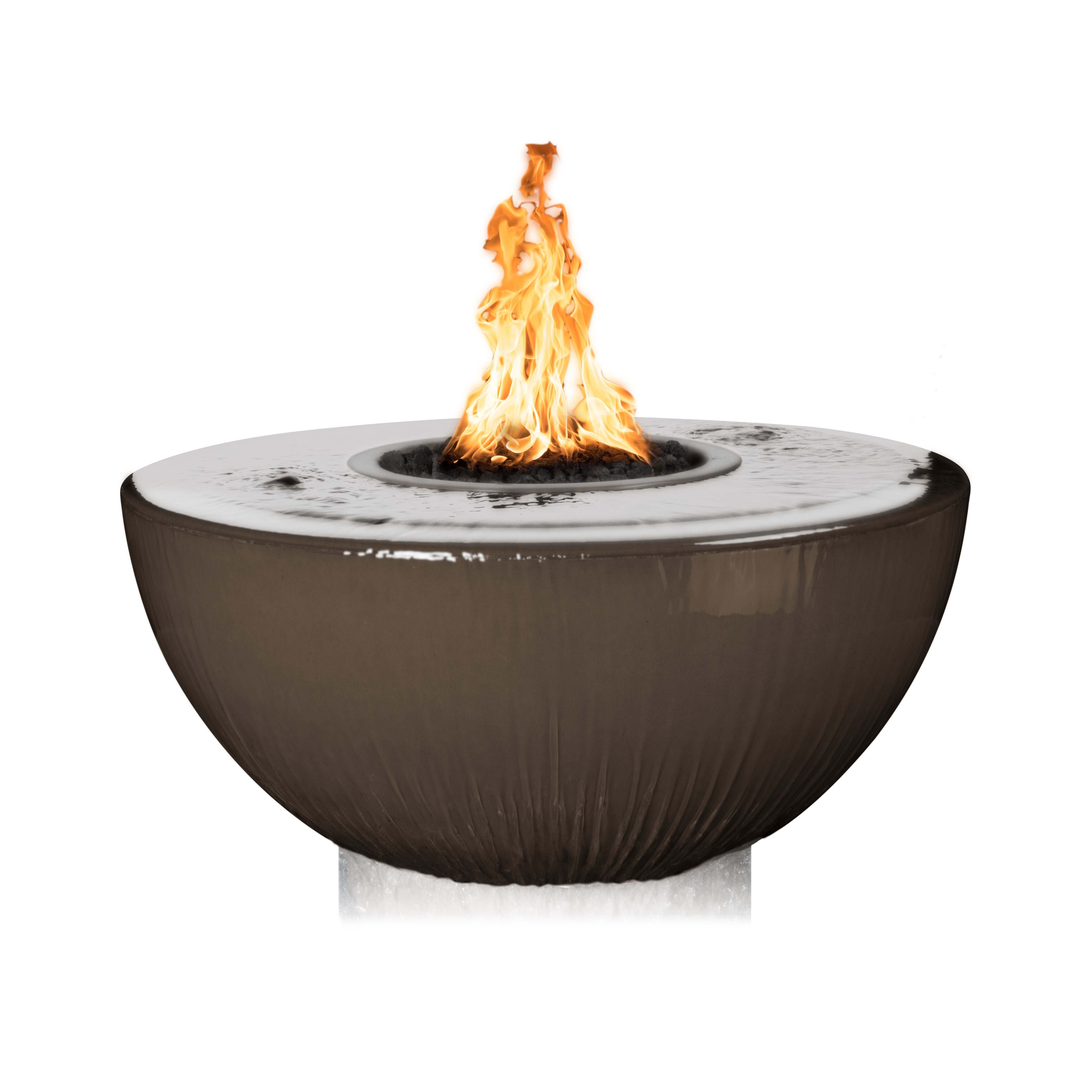 The Outdoor Plus Round Sedona Fire & Water Bowl - GFRC Concrete - 360° Spill - 38-Inch