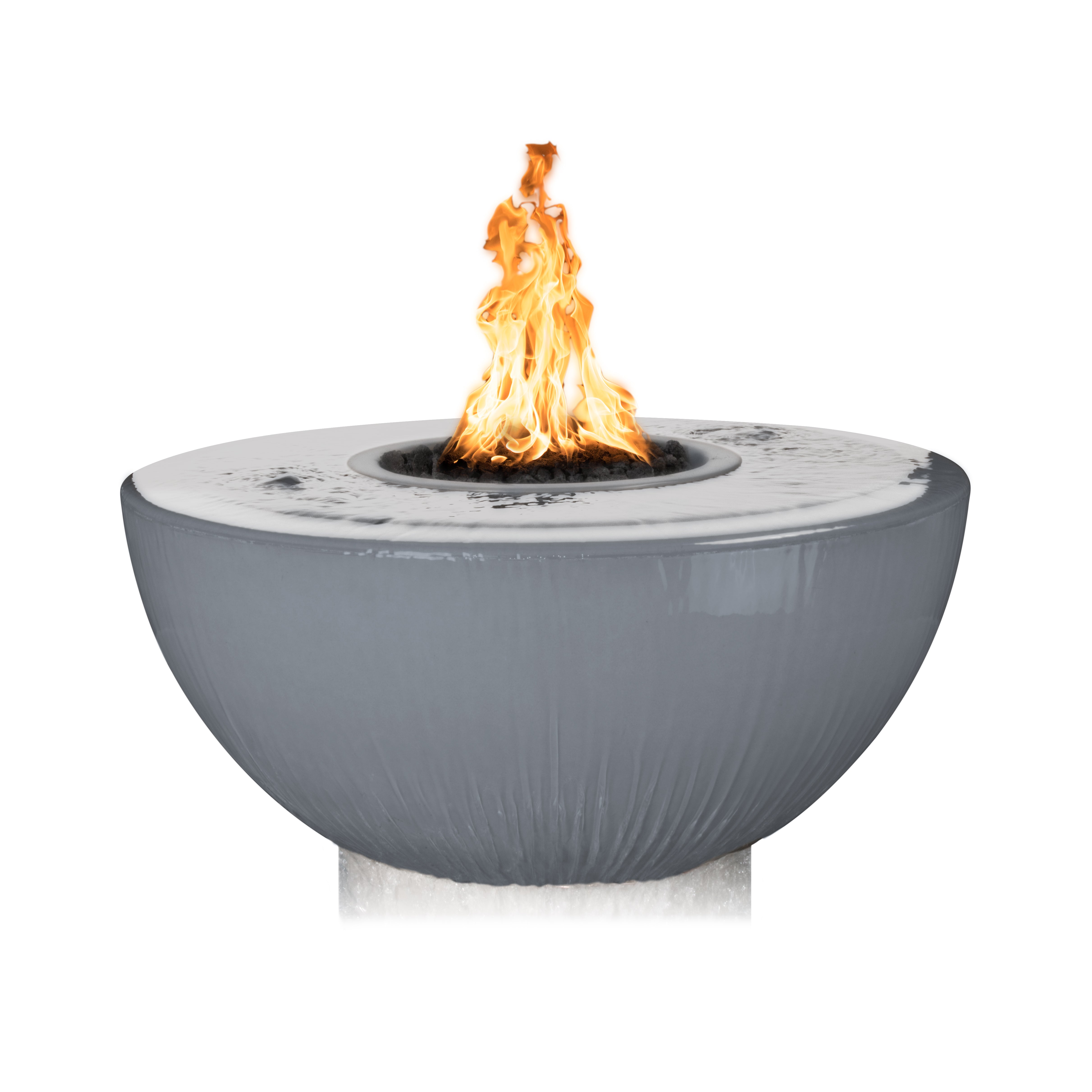 The Outdoor Plus Round Sedona Fire & Water Bowl - GFRC Concrete - 360° Spill - 38-Inch