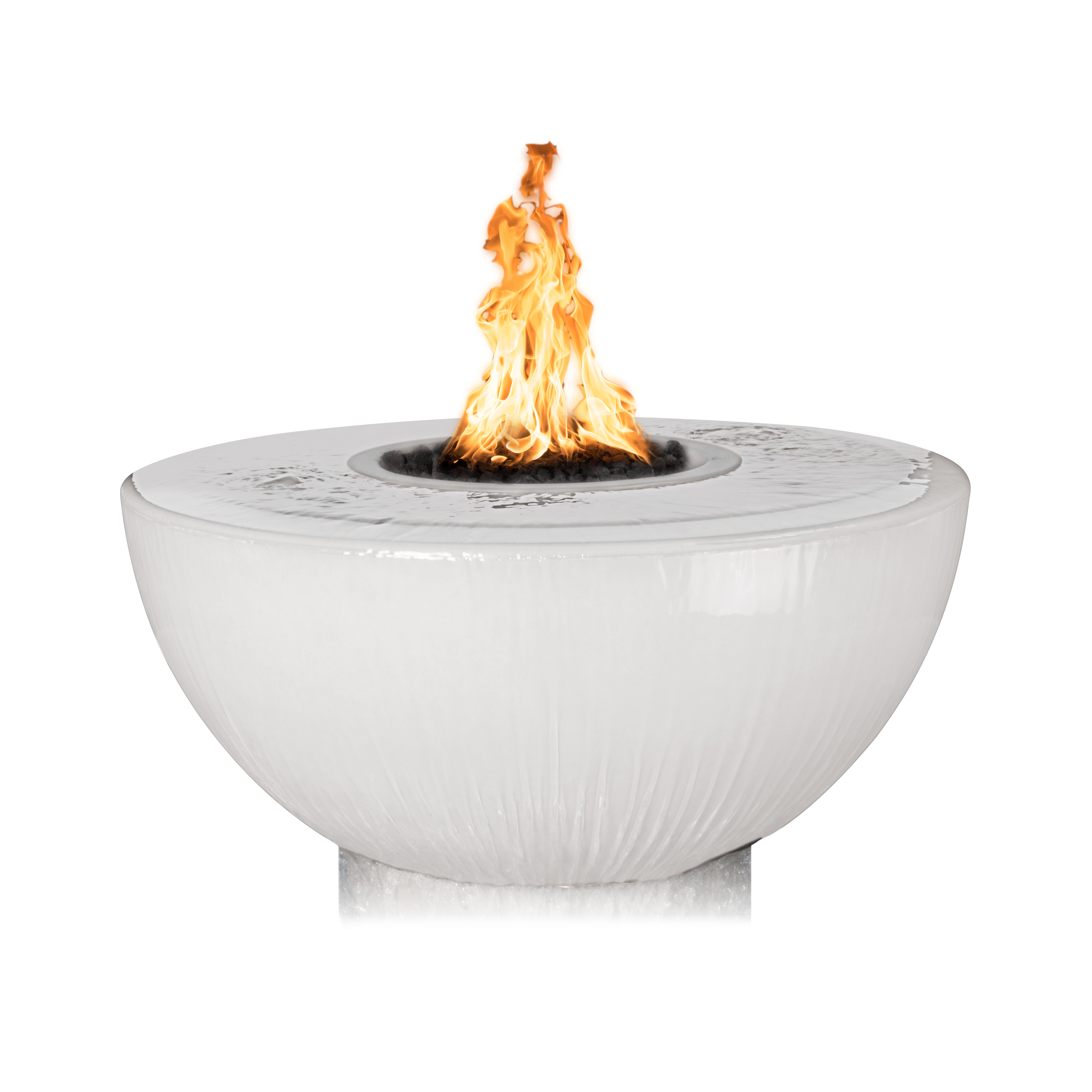 The Outdoor Plus Round Sedona Fire & Water Bowl - GFRC Concrete - 360° Spill - 38-Inch