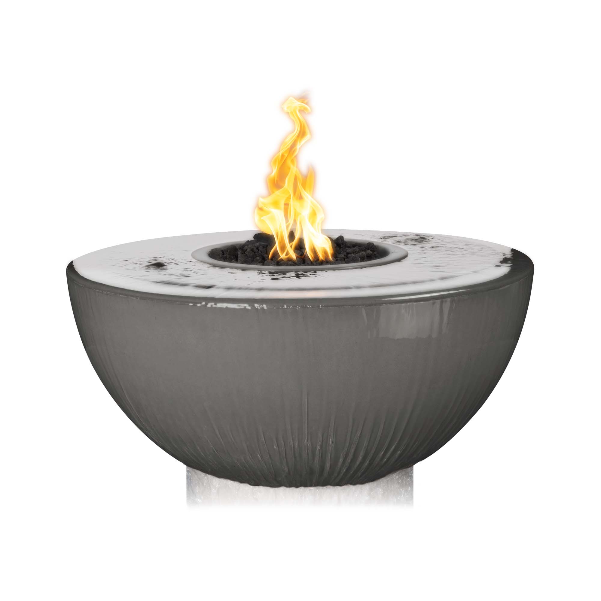 The Outdoor Plus Round Sedona Fire & Water Bowl - GFRC Concrete - 360° Spill - 38-Inch