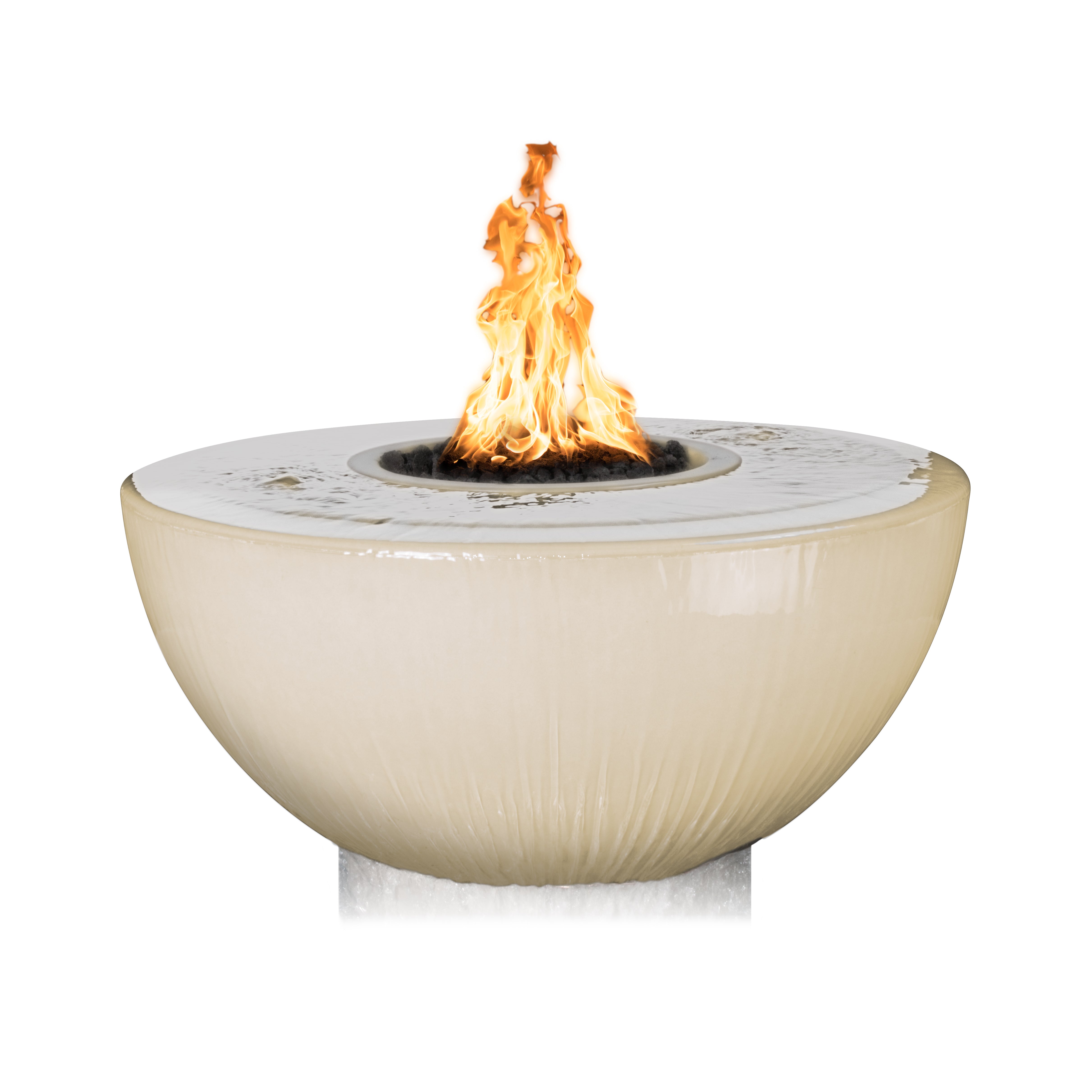 The Outdoor Plus Round Sedona Fire & Water Bowl - GFRC Concrete - 360° Spill - 38-Inch