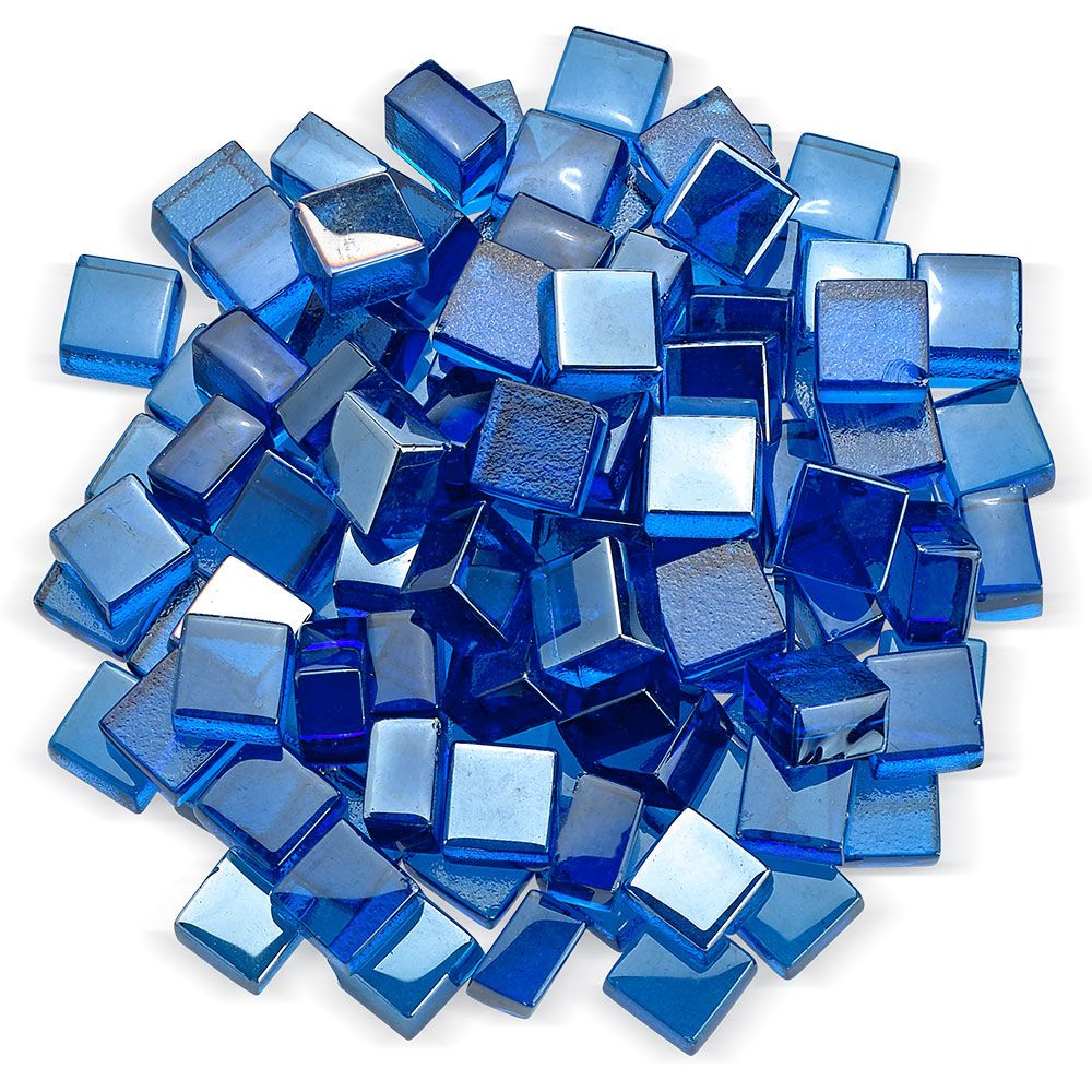 American Fire Glass 1/2" Pacific Blue Luster Cubes 10 Pound Bag