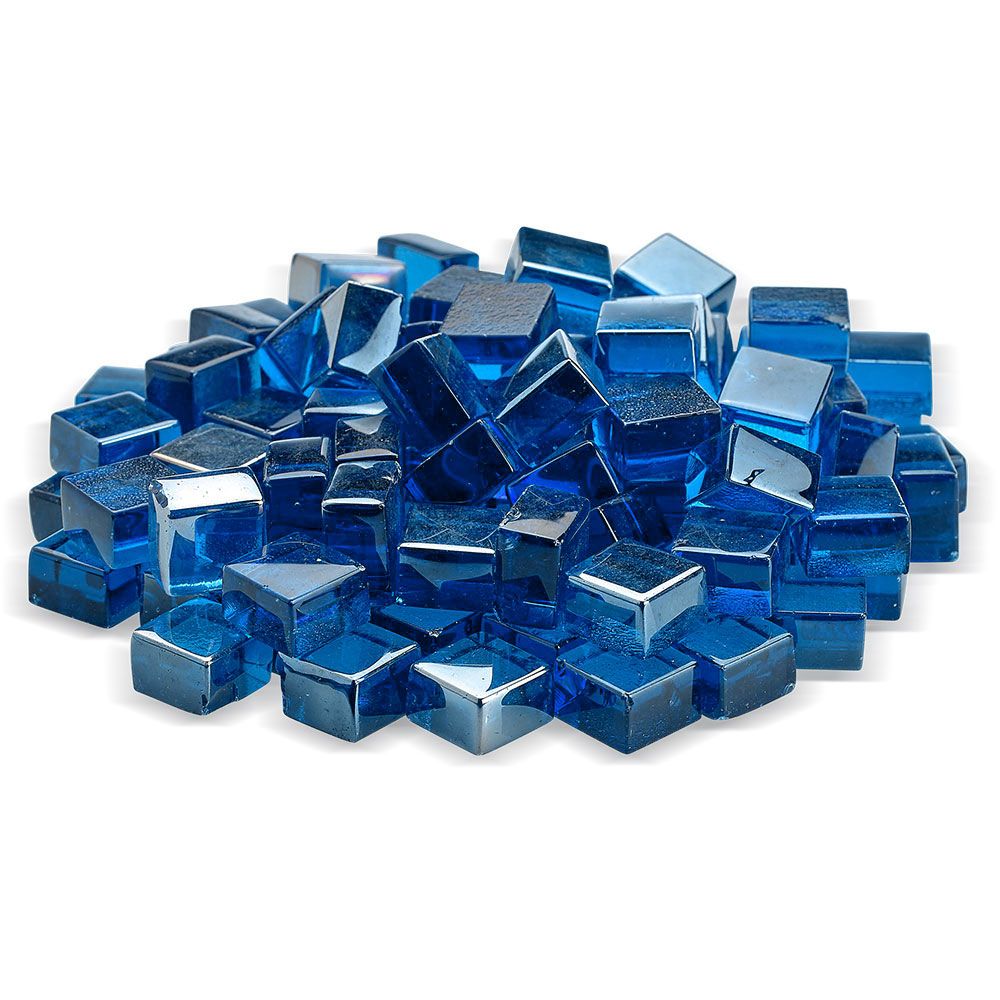 American Fire Glass 1/2" Pacific Blue Luster Cubes 10 Pound Bag