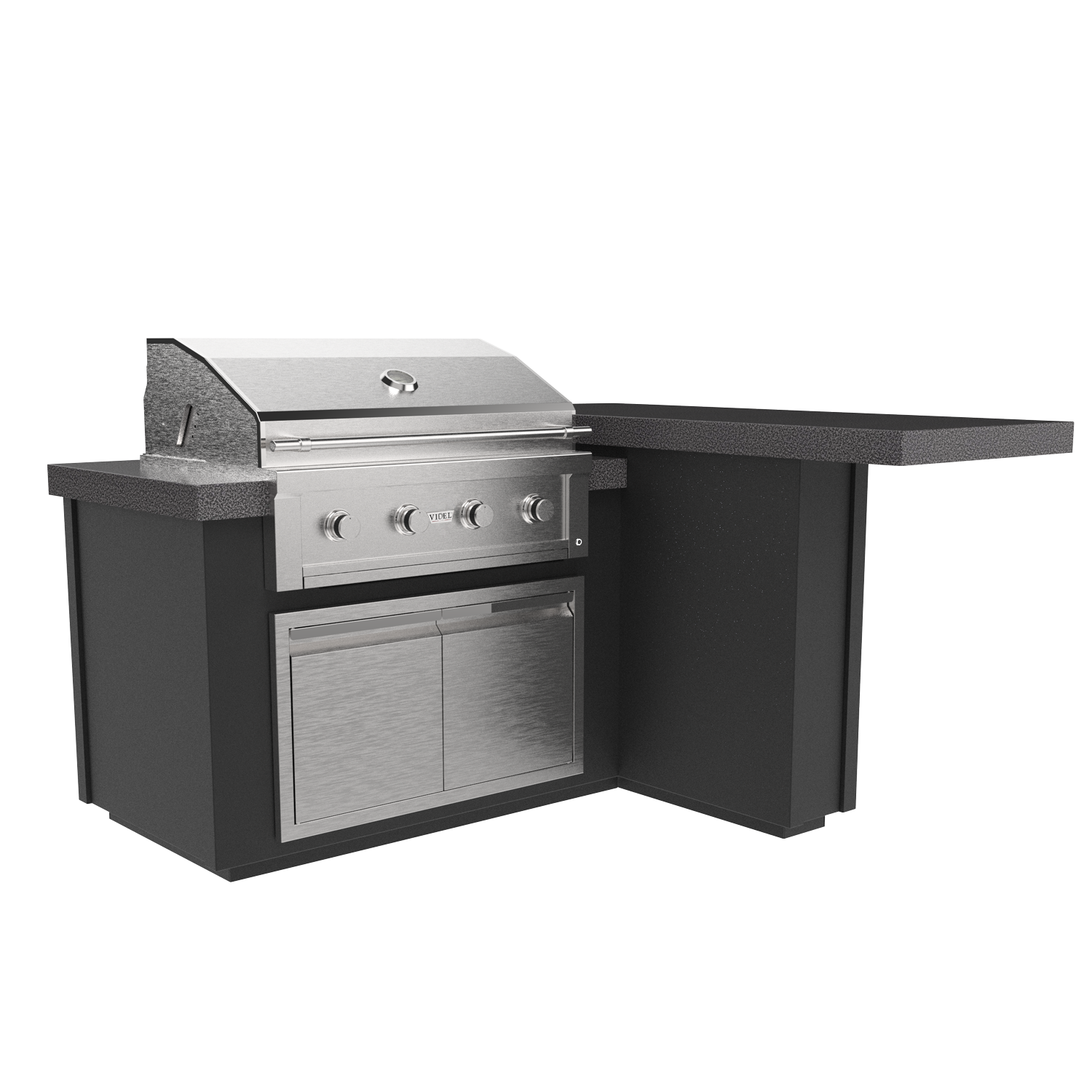 idel USA Alta 72L Complete BBQ Island (Right Side) with Gran Fuego 36" 4-Burner Grill - Powder Coated