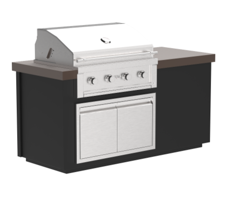 Videl USA Alta 72I Complete BBQ Island with Gran Fuego 36" 4-Burner Grill - Powder Coated