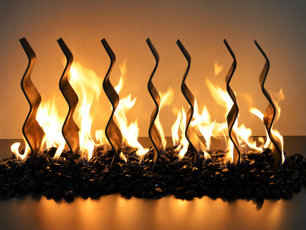 The Outdoor Plus Black Steel Fireplace Waves - Backyard Ember