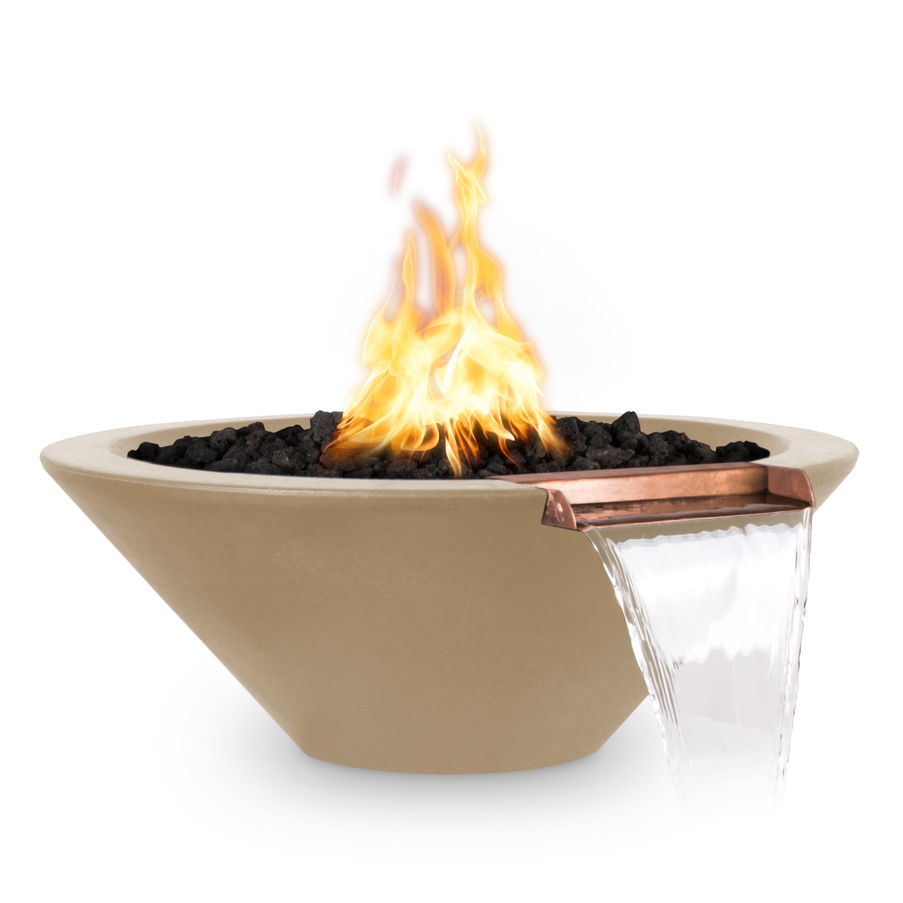 The Outdoor Plus Round Cazo Fire & Water Bowl - GFRC Concrete 24-Inch - Backyard Ember