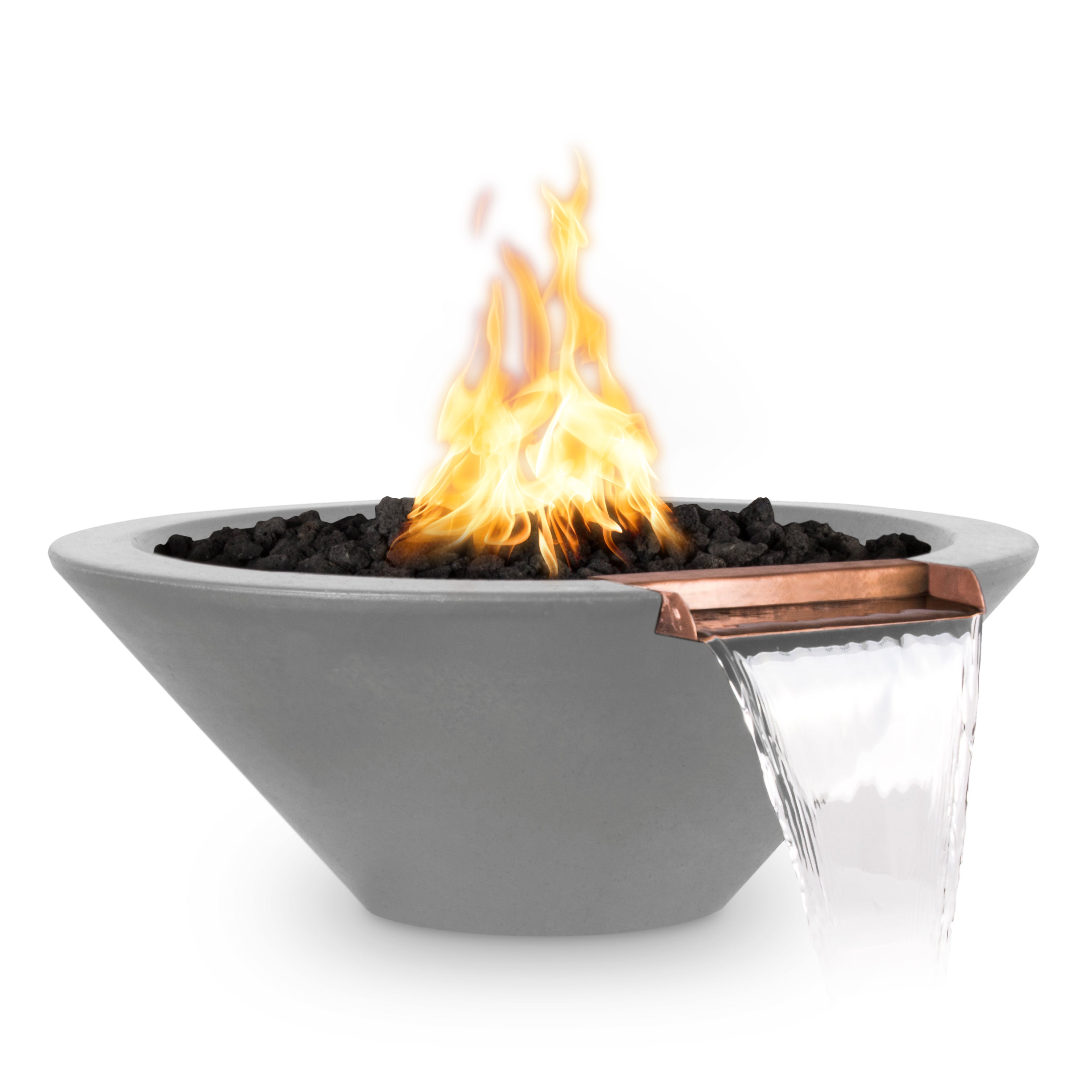The Outdoor Plus Round Cazo Fire & Water Bowl - GFRC Concrete 24-Inch - Backyard Ember