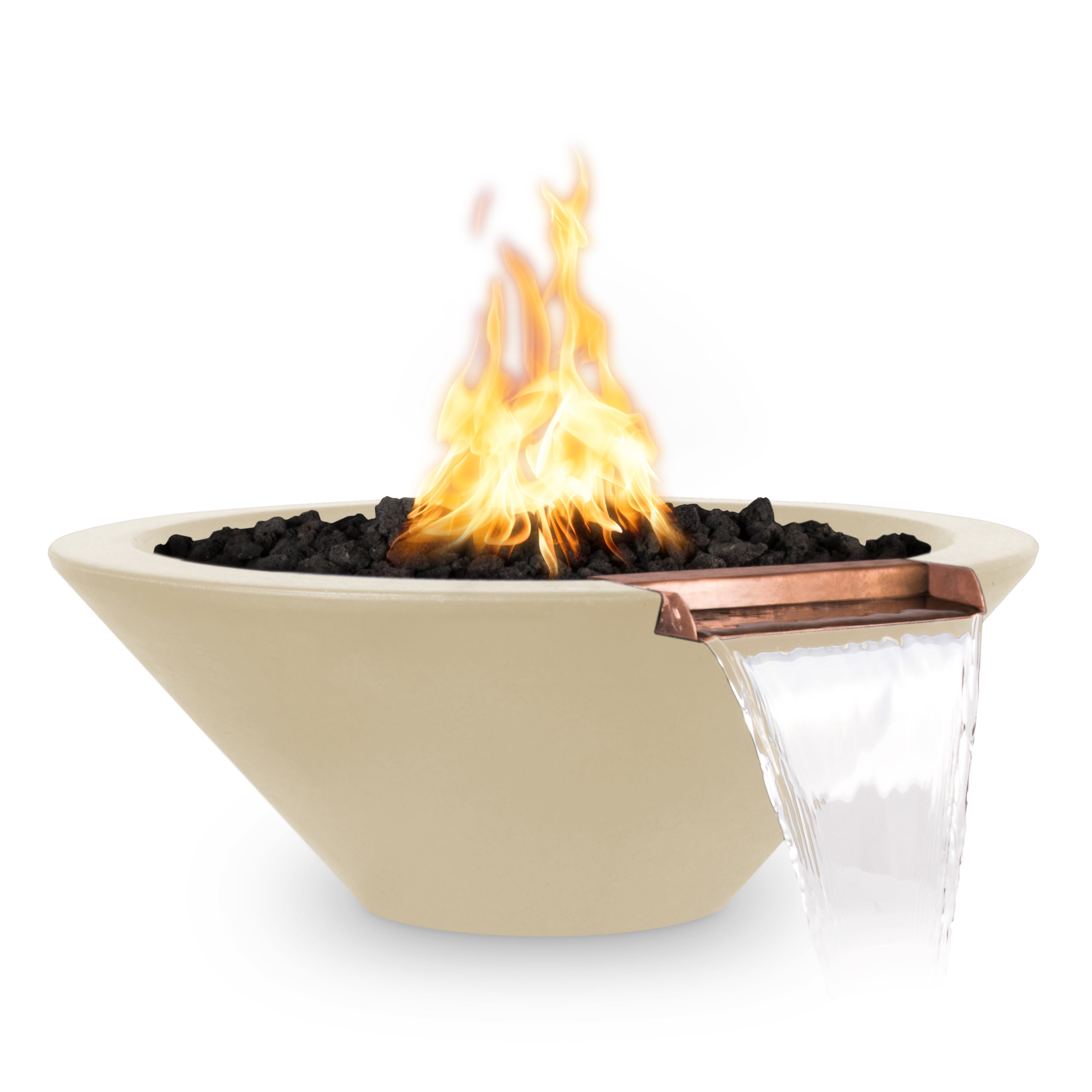 The Outdoor Plus Round Cazo Fire & Water Bowl - GFRC Concrete 24-Inch - Backyard Ember