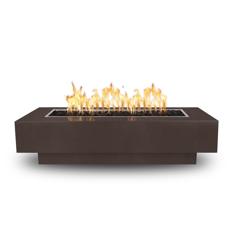 The Outdoor Plus Rectangular Coronado Fire Pit - Powder Coated Metal Fire Pit 96x28-Inch - Backyard Ember