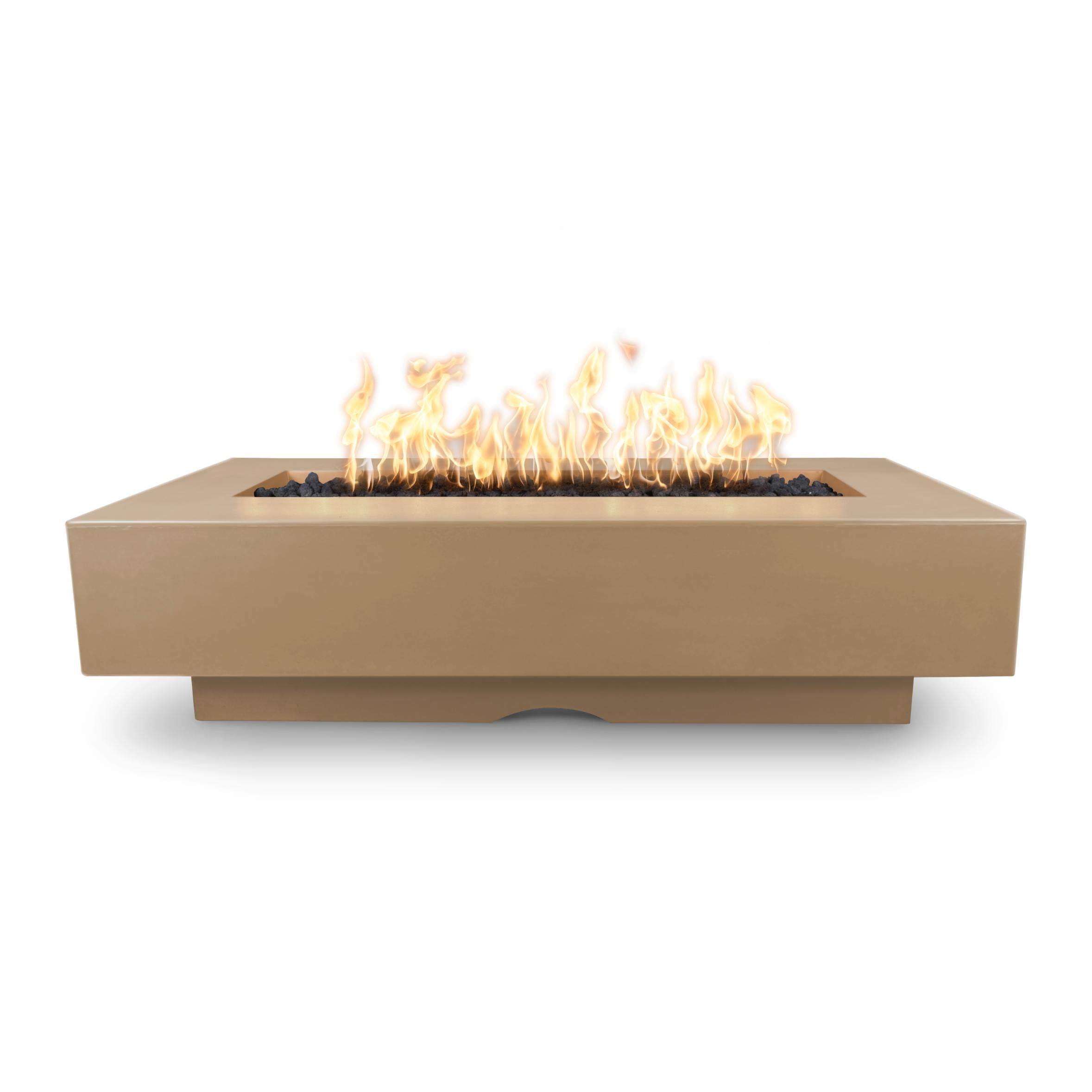 The Outdoor Plus Rectangular Del Mar Fire Pit -GFRC Concrete 96-Inch - Backyard Ember