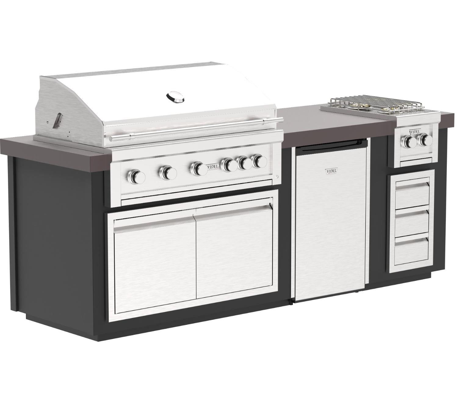 Videl USA Luxe 96I Complete BBQ Island with Double Side Burner