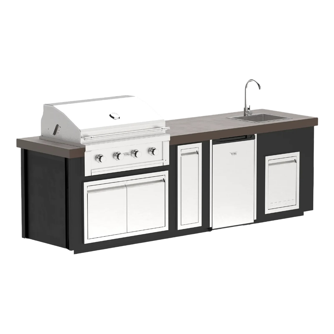 Videl USA Luxe 112I Complete BBQ Island with Fridge and Sink