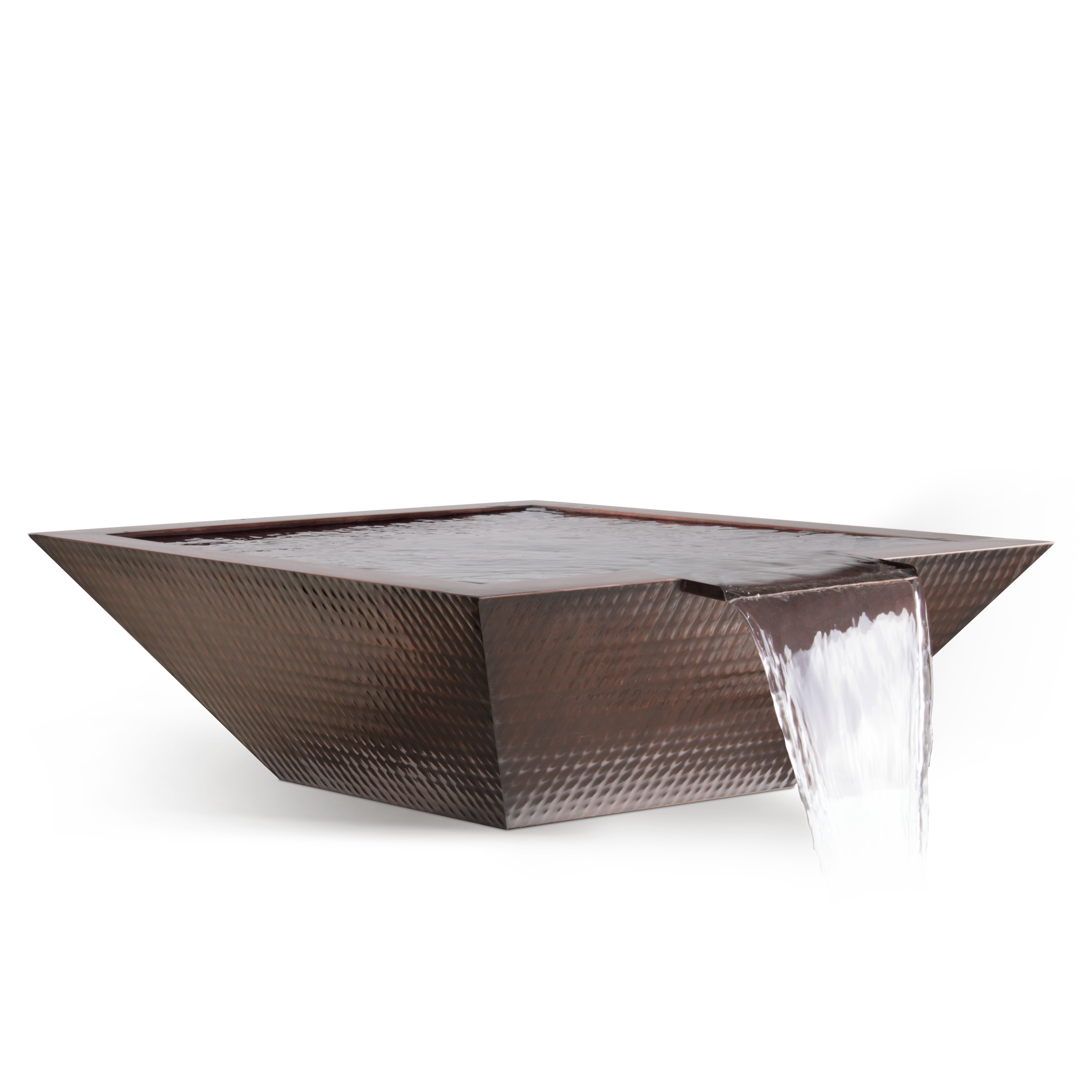 The Outdoor Plus Square Maya Water Bowl - Hammered Copper - Backyard Ember