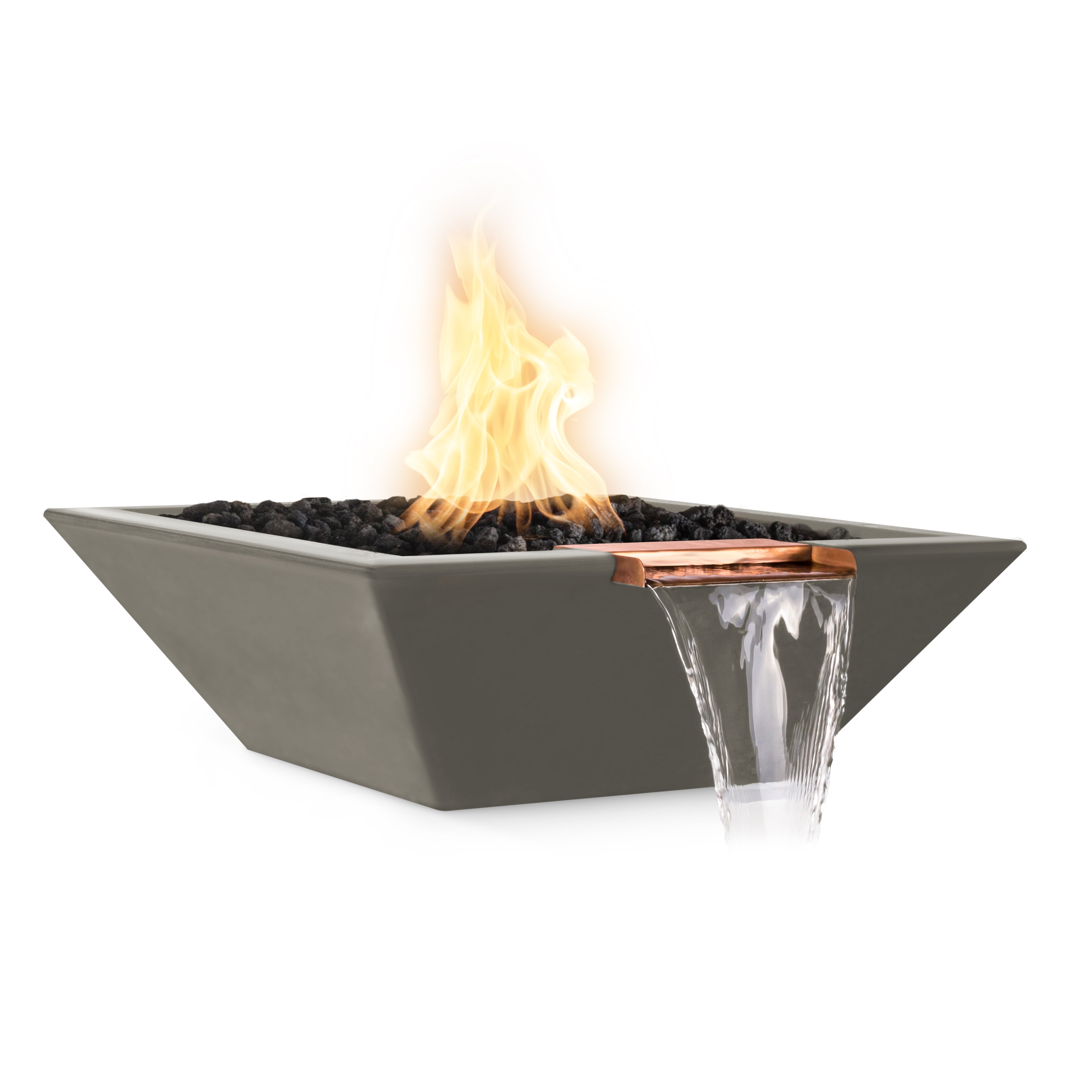 The Outdoor Plus Square Maya Fire & Water Bowl - GFRC Concrete  36-Inch - Backyard Ember
