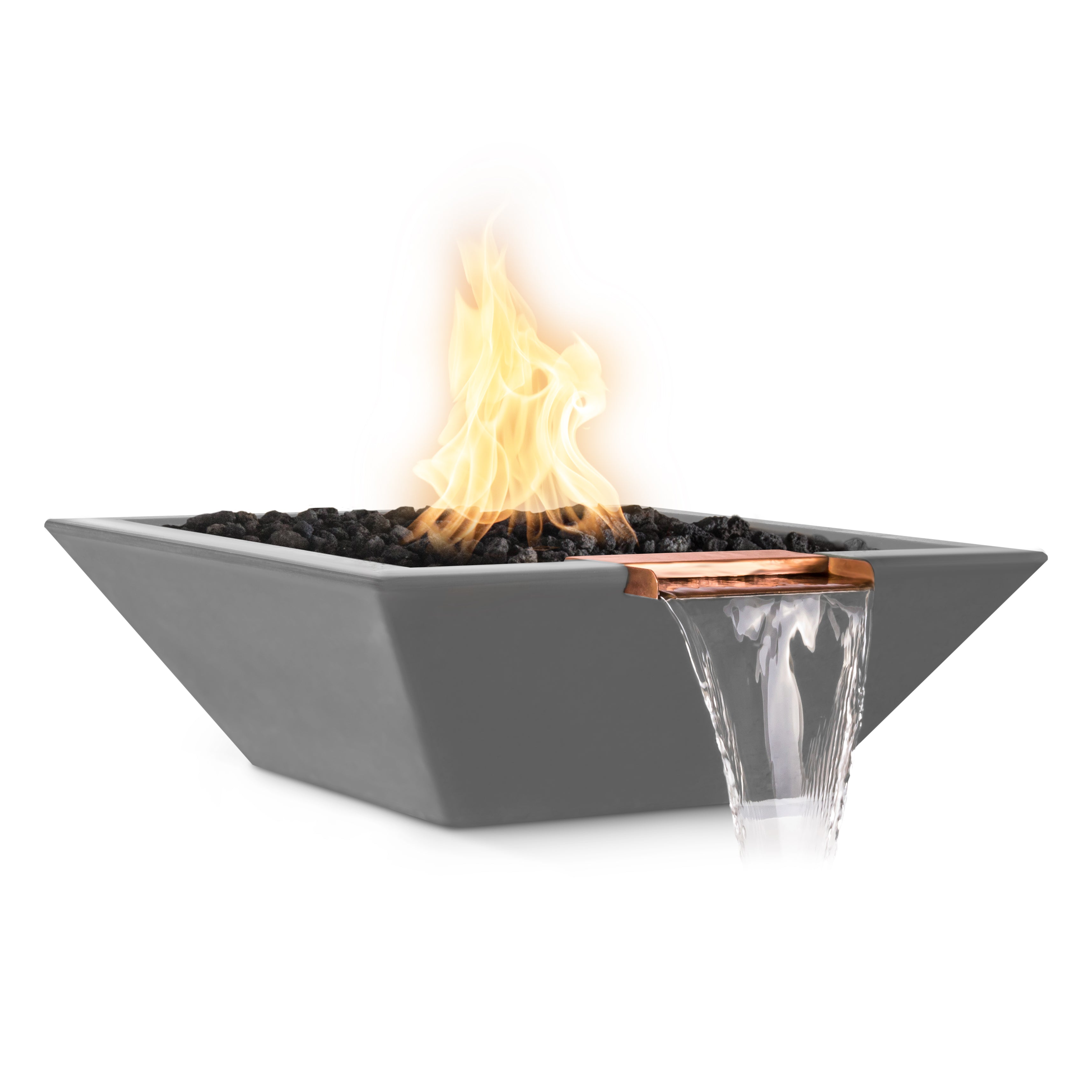 The Outdoor Plus Square Maya Fire & Water Bowl - GFRC Concrete  36-Inch - Backyard Ember