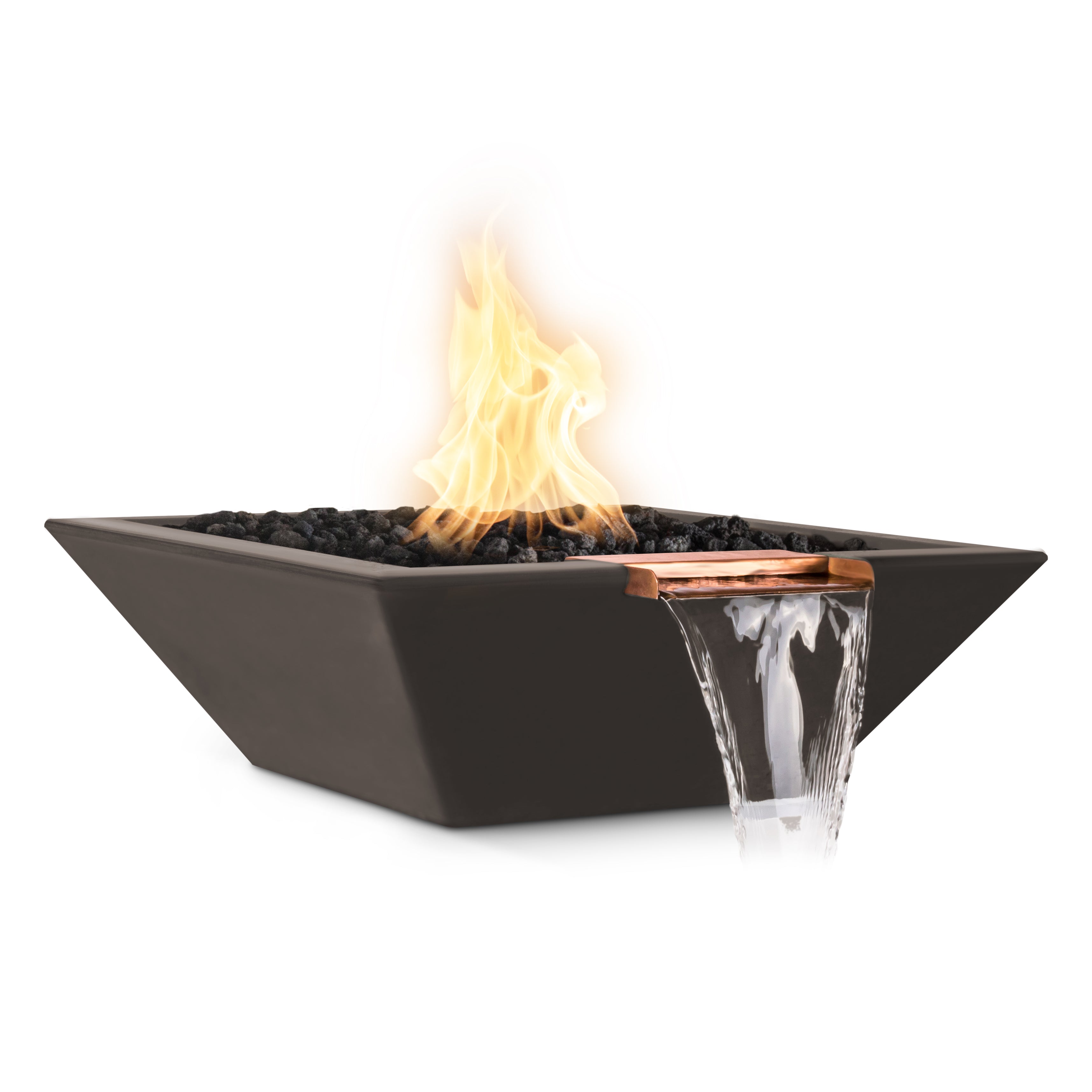 The Outdoor Plus Square Maya Fire & Water Bowl - GFRC Concrete  36-Inch - Backyard Ember