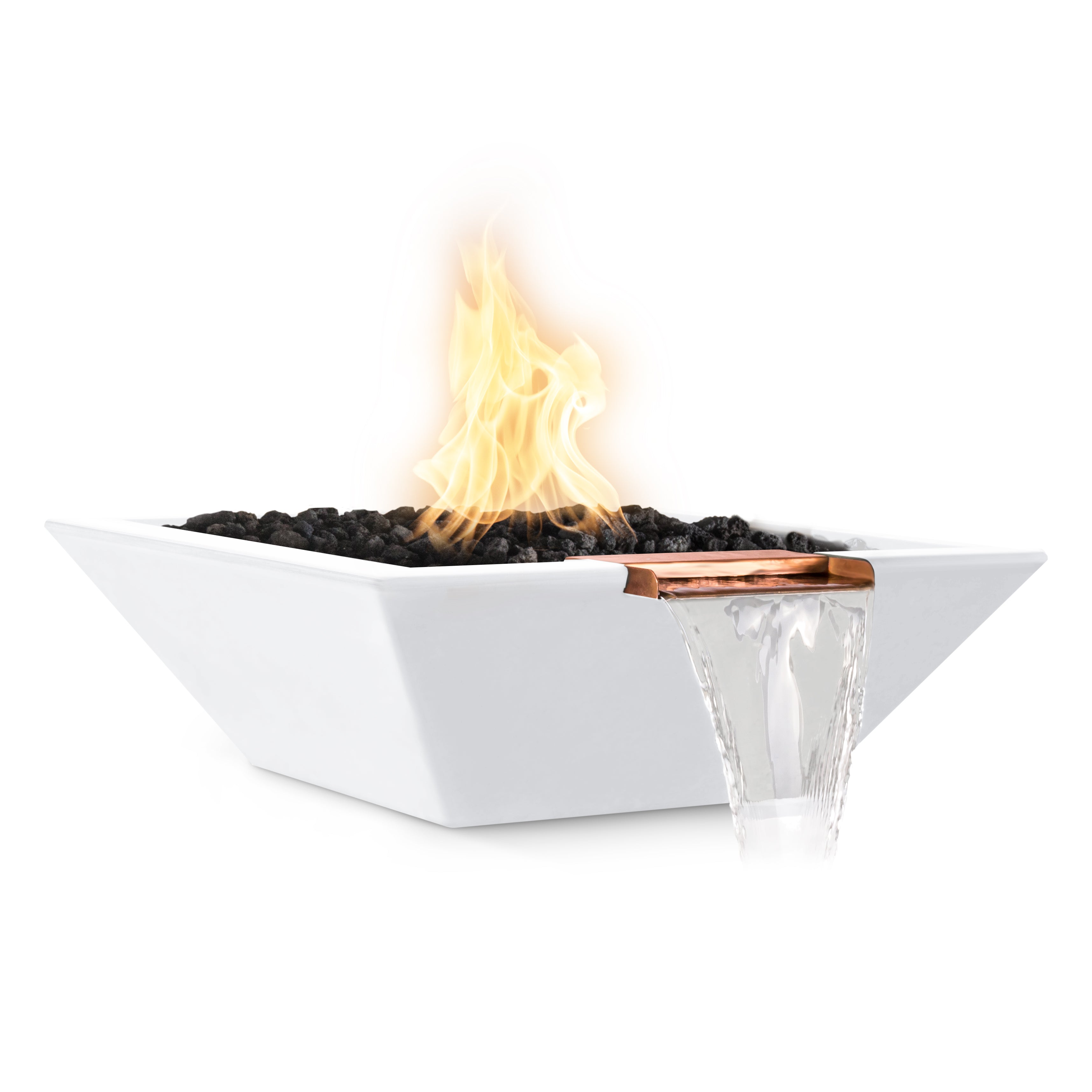 The Outdoor Plus Square Maya Fire & Water Bowl - GFRC Concrete  24-Inch - Backyard Ember