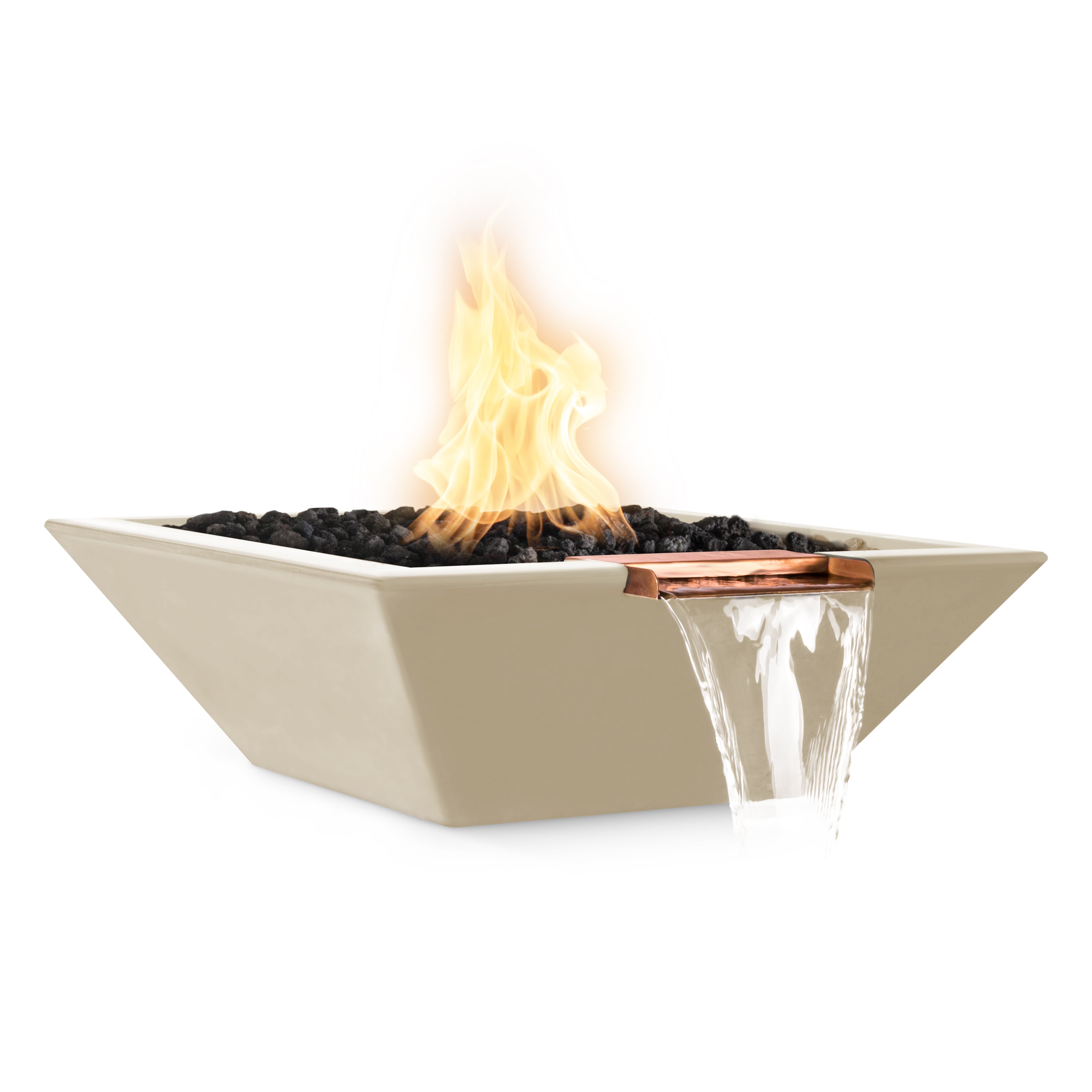 The Outdoor Plus Square Maya Fire & Water Bowl - GFRC Concrete  36-Inch - Backyard Ember
