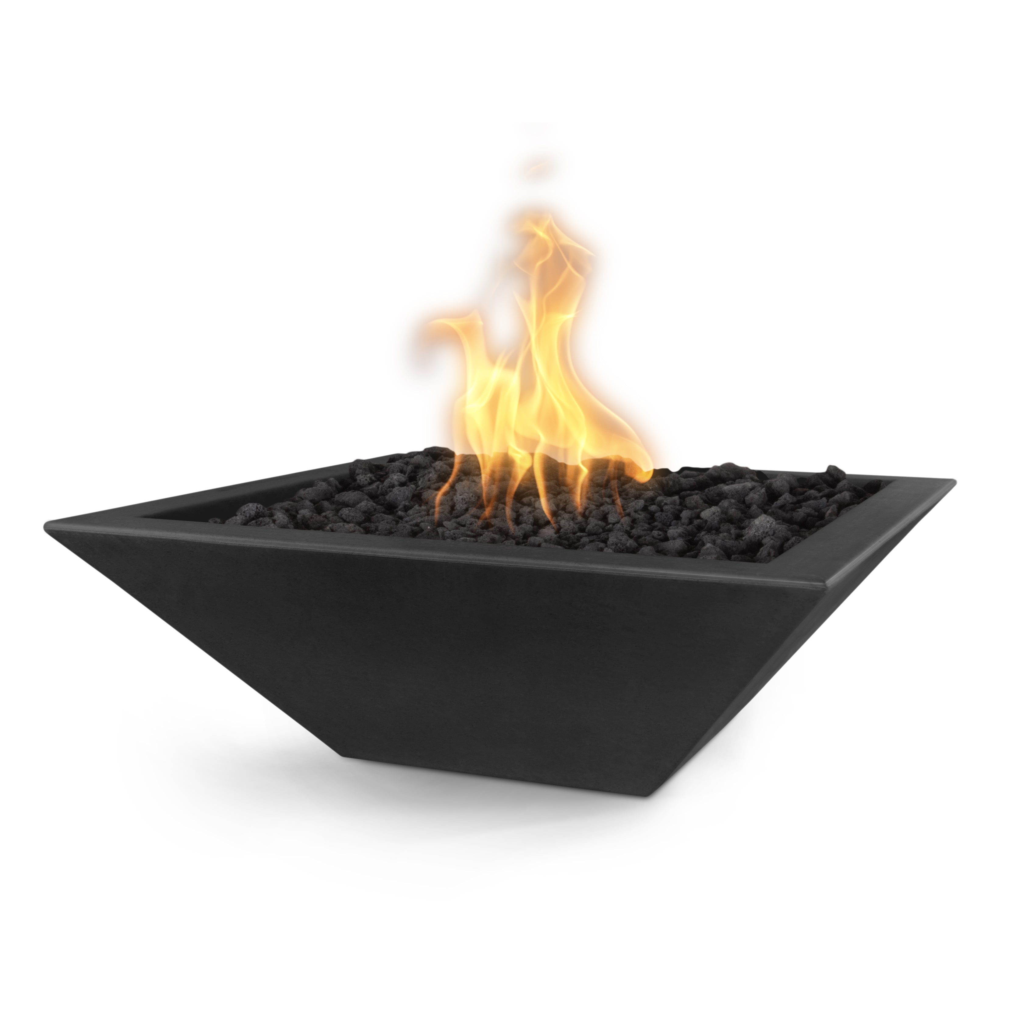 The Outdoor Plus Square Maya Fire Bowl - GFRC Concrete 30-Inch - Backyard Ember