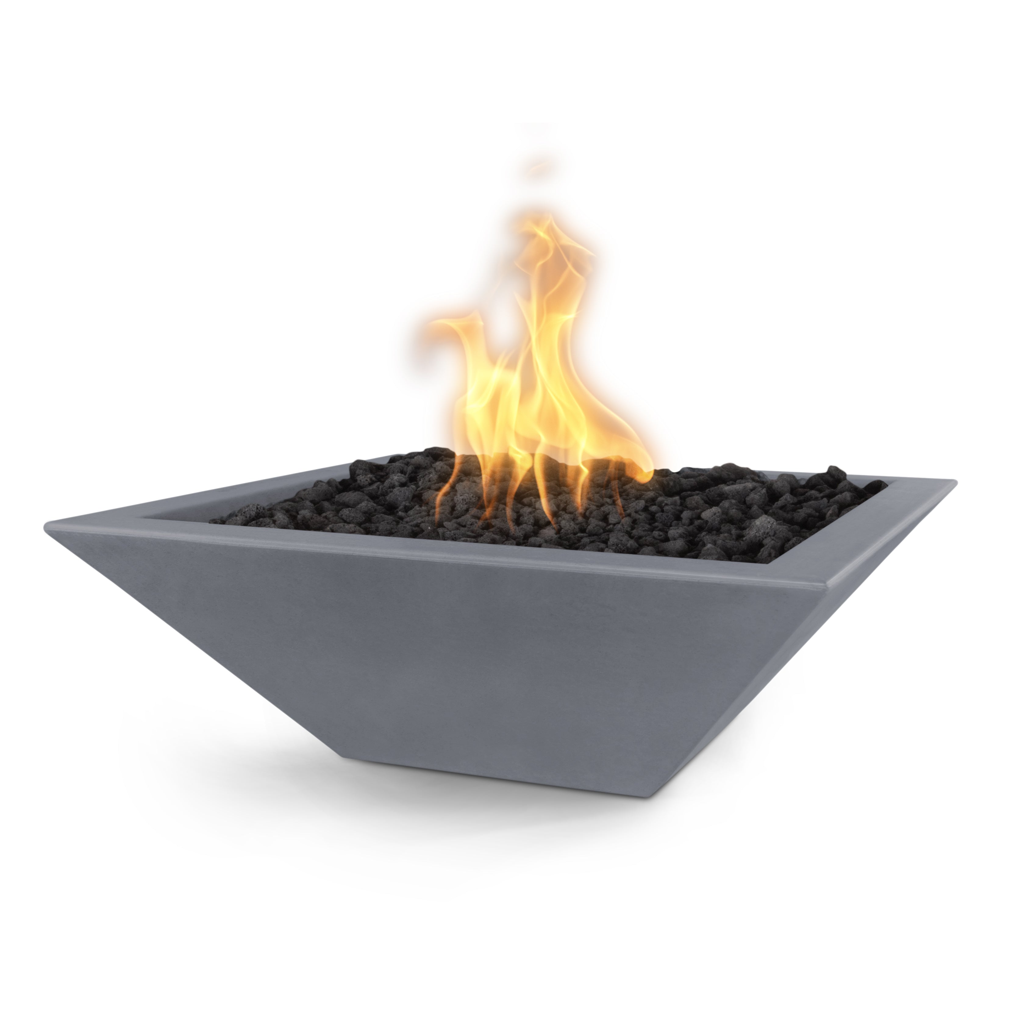 The Outdoor Plus Square Maya Fire Bowl - GFRC Concrete 30-Inch - Backyard Ember