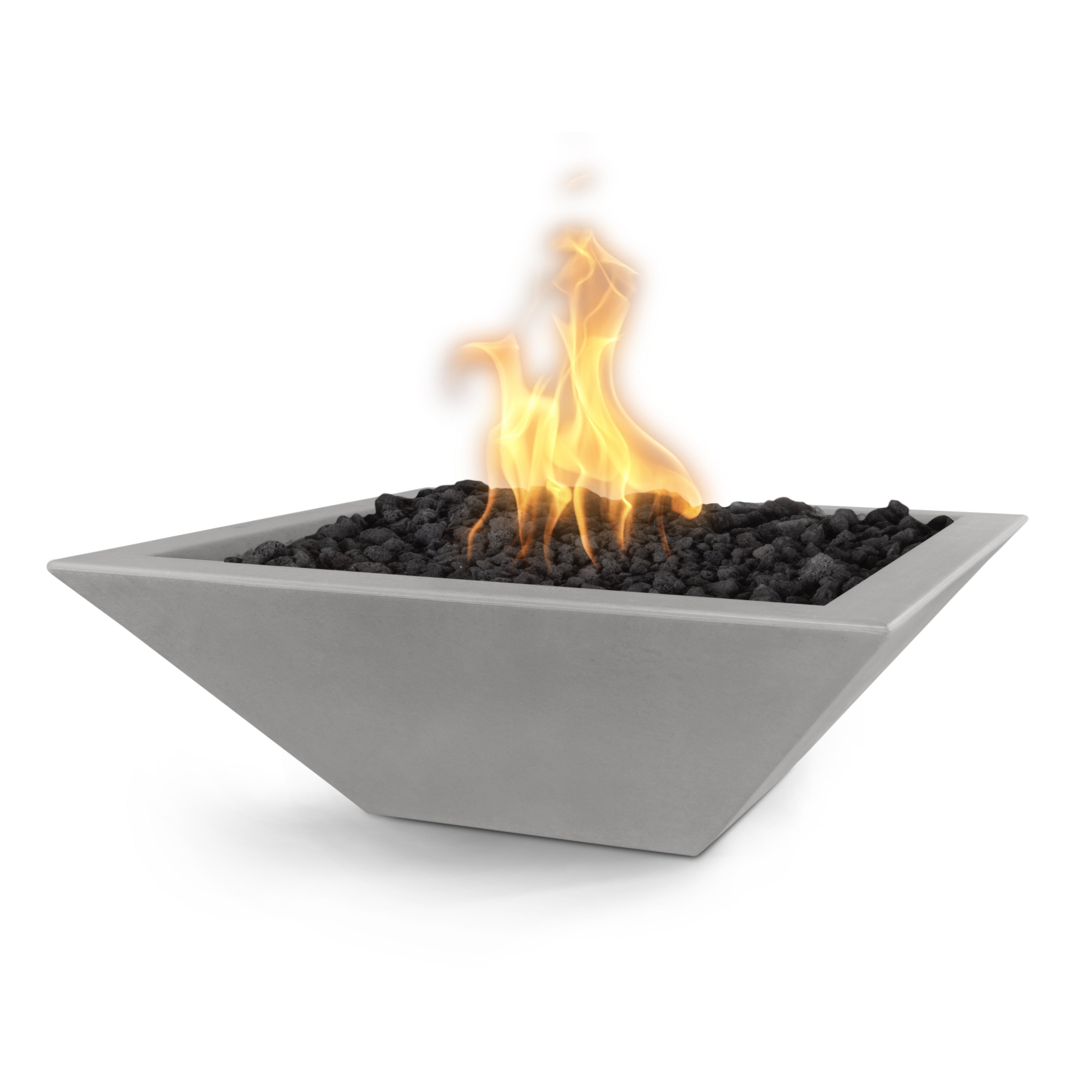 The Outdoor Plus Square Maya Fire Bowl - GFRC Concrete 30-Inch - Backyard Ember