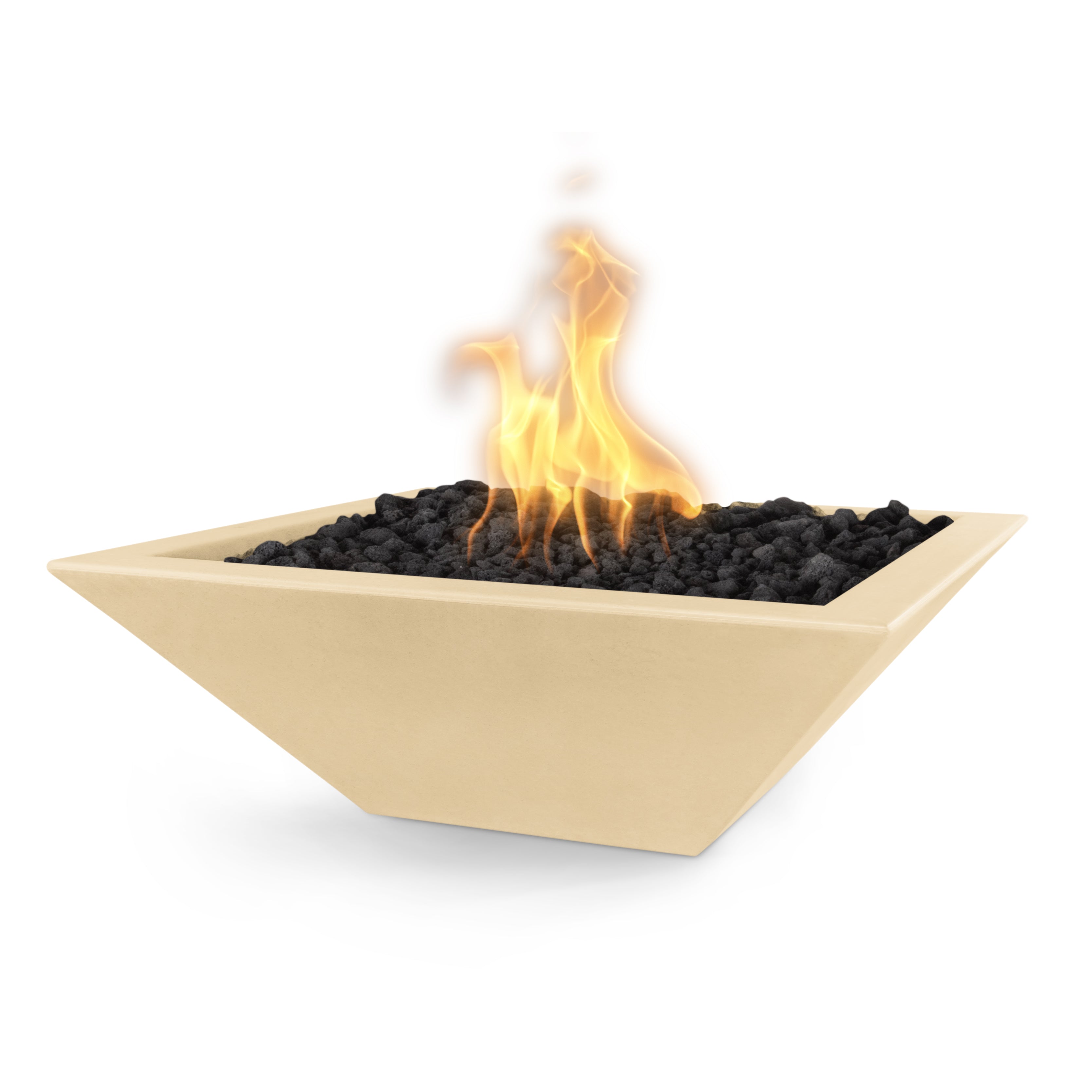 The Outdoor Plus Square Maya Fire Bowl - GFRC Concrete 30-Inch - Backyard Ember