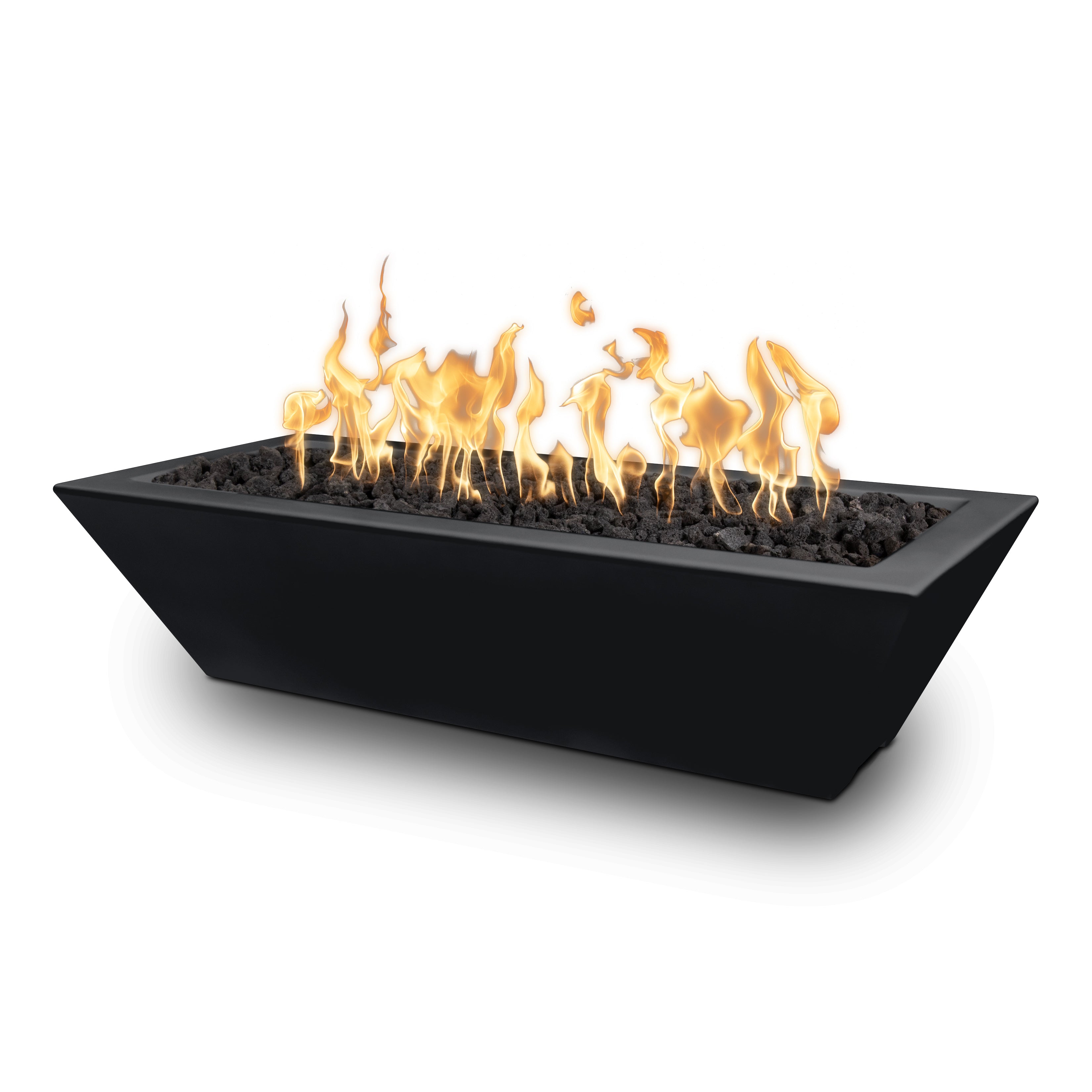 The Outdoor Plus 48" Rectangular Linear Maya Fire Bowl - Powder Coated Metal