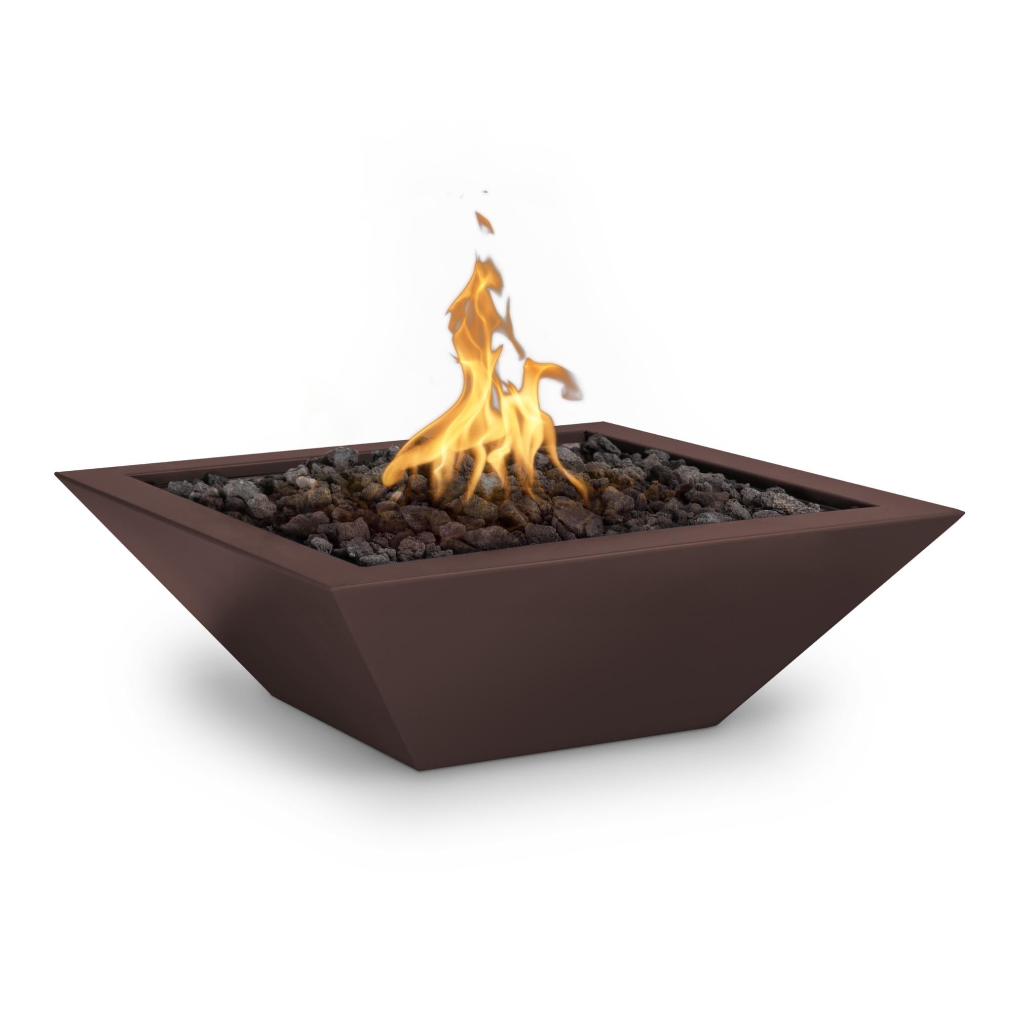 The Outdoor Plus Square Maya Fire Bowl - Powder Coated Metal  36-Inch - Backyard Ember