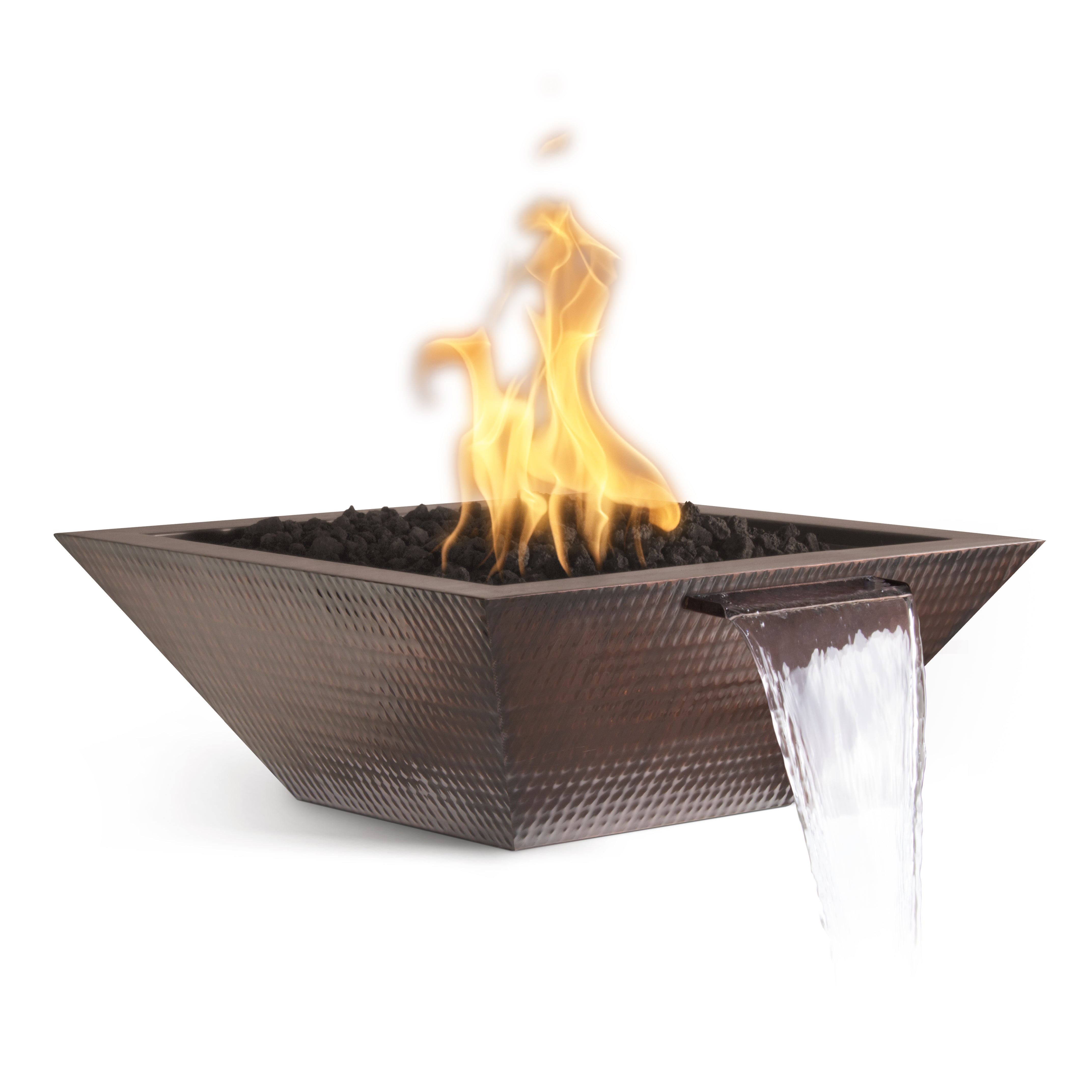 The Outdoor Plus Square Maya Fire & Water Bowl - Copper - Backyard Ember