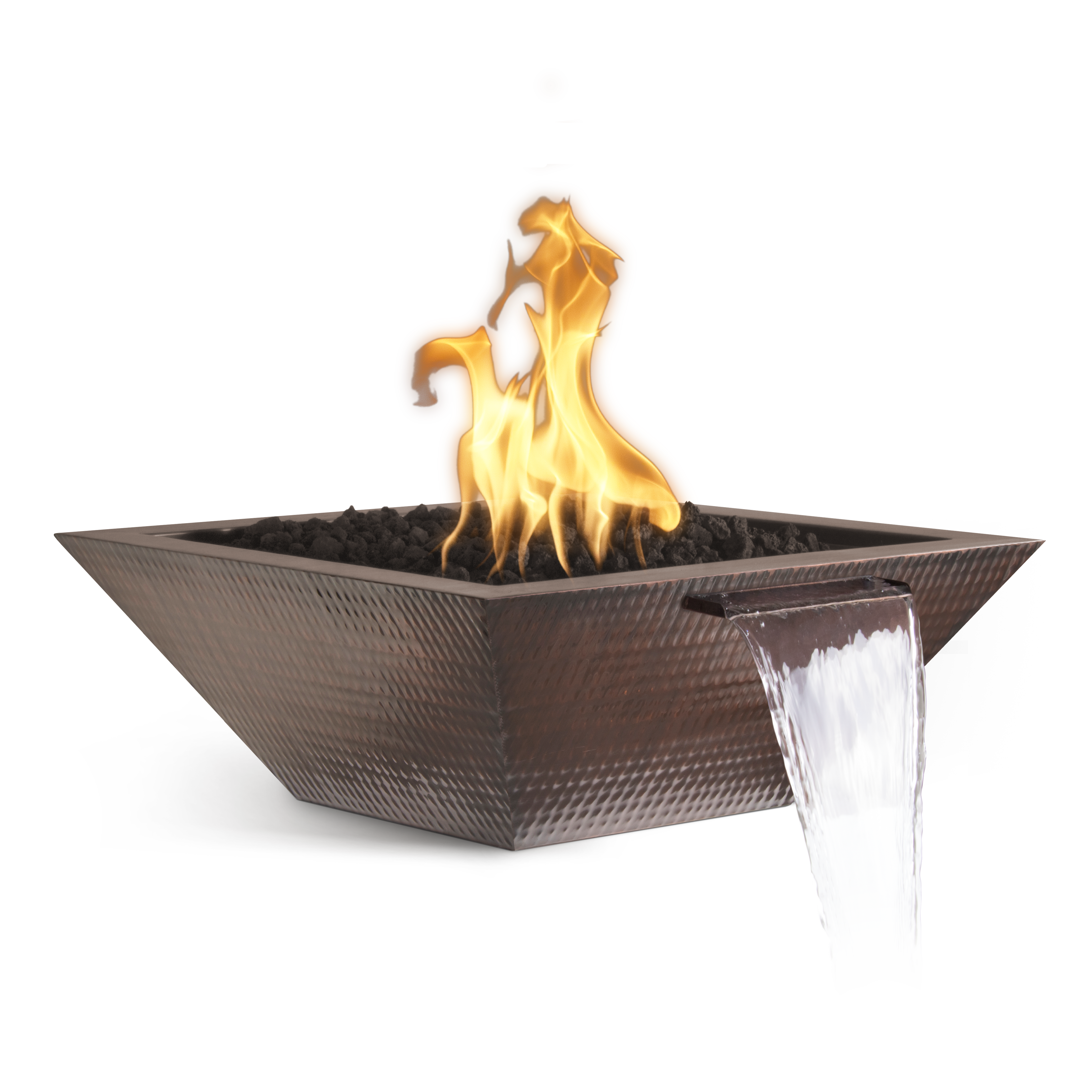 The Outdoor Plus Square Maya Fire & Water Bowl - Copper - Backyard Ember