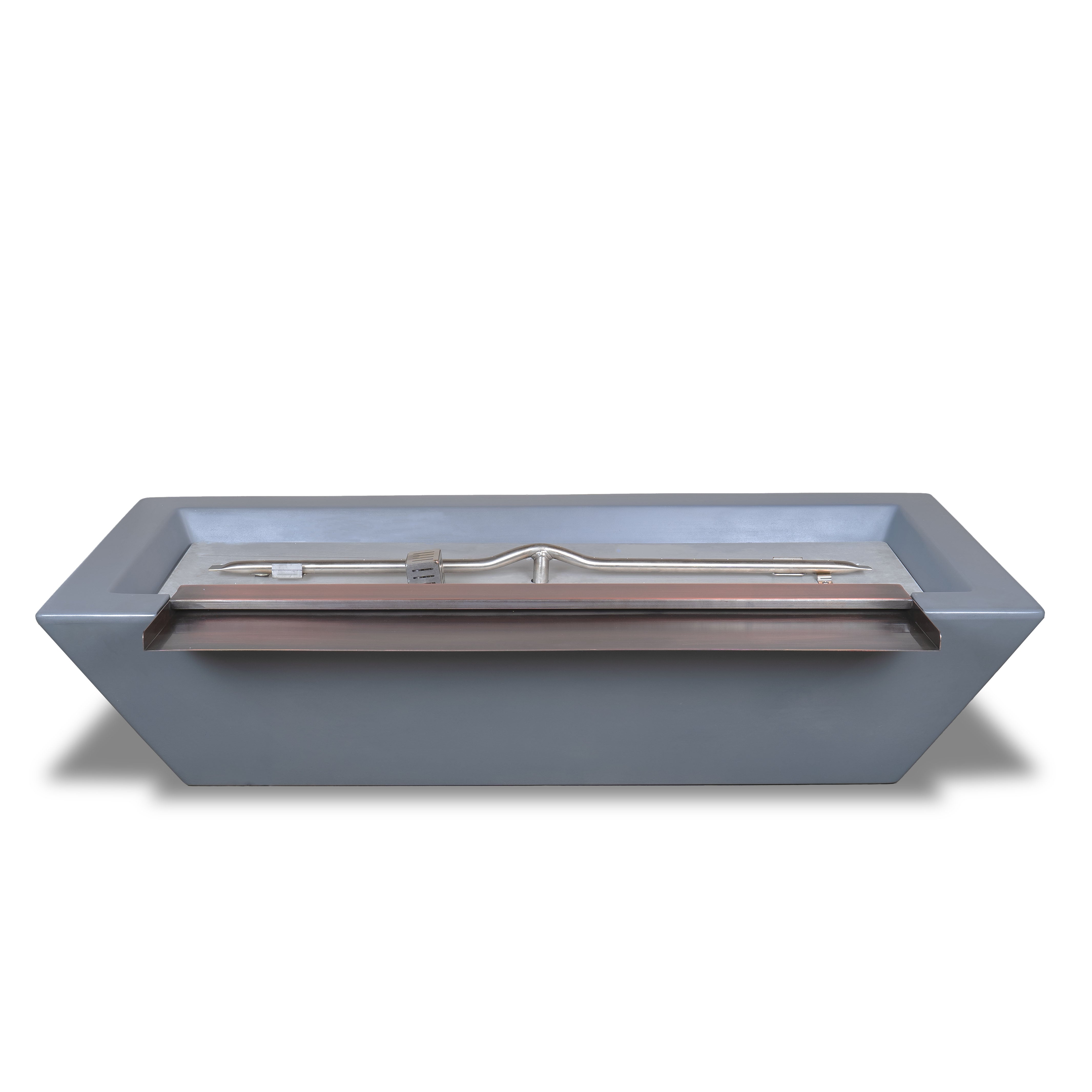 The Outdoor Plus 48" Rectangular Linear Maya Fire & Water Bowl - GFRC Concrete