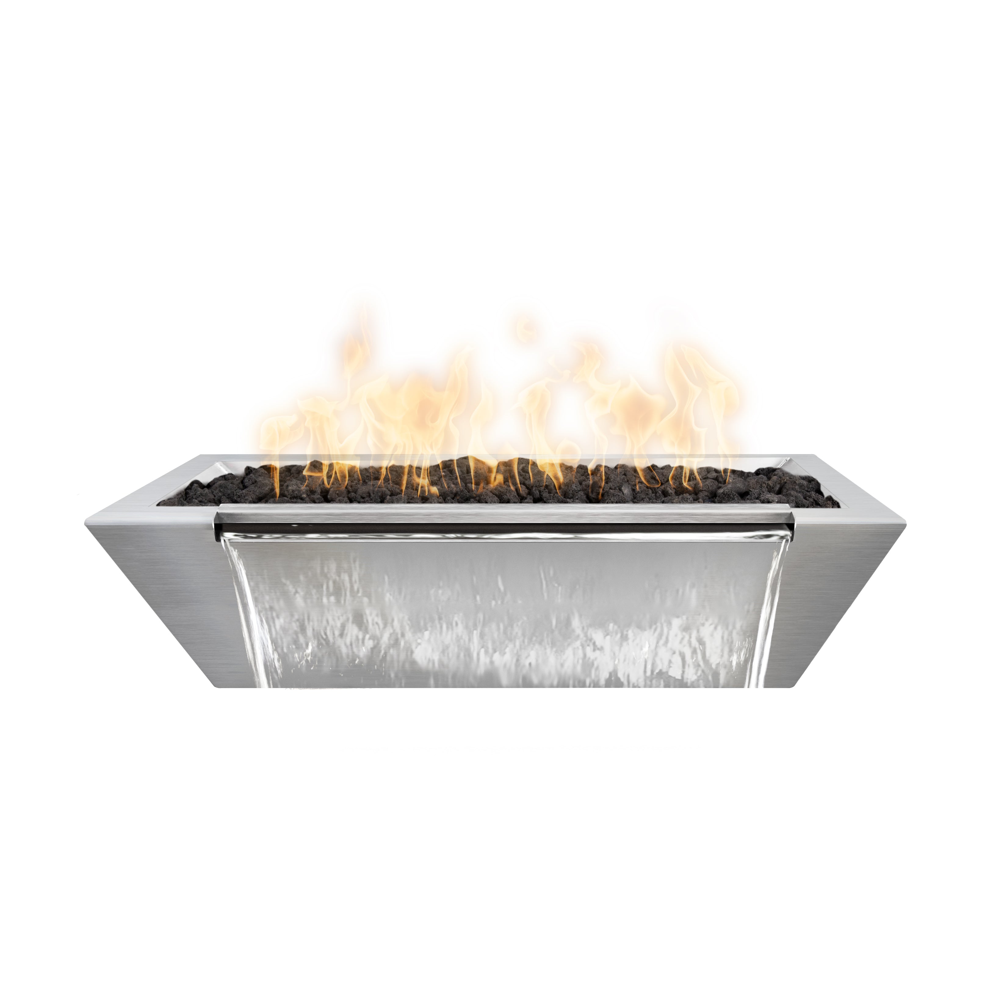 The Outdoor Plus 72" Rectangular Linear Maya Fire & Water Bowl - GFRC Concrete