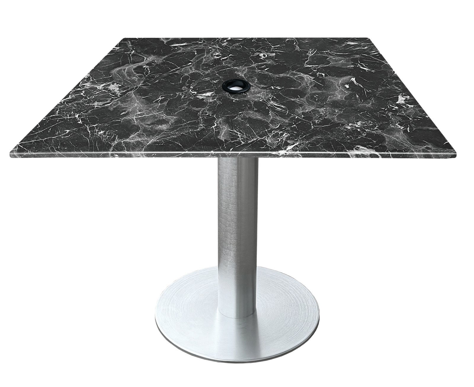 Holland Bar Stool 30-Inch Dining Height Square Patio Table - Indoor/Outdoor, with Umbrella Hole, Brushed Aluminum Base