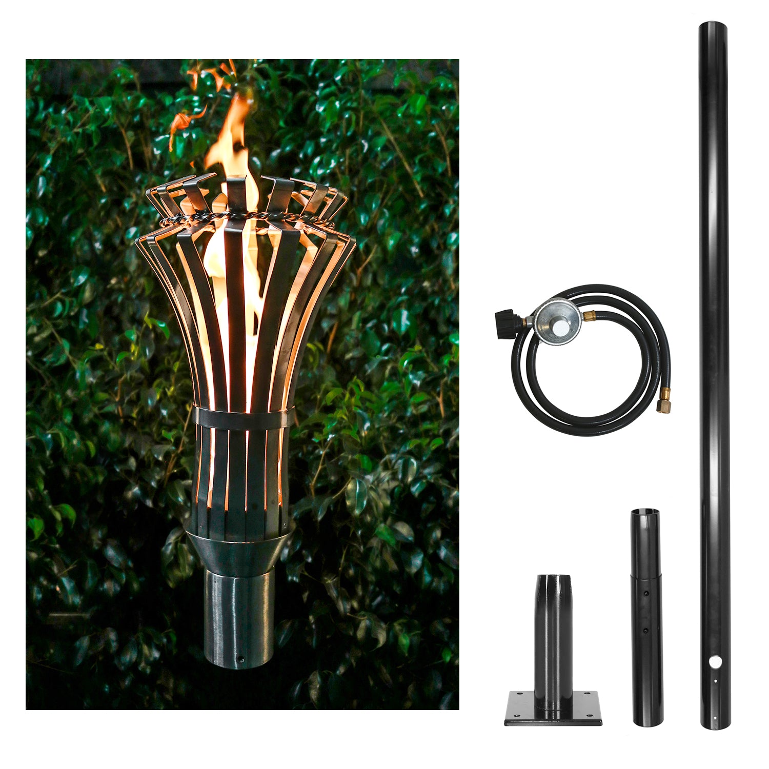 The Outdoor Plus Gothic Original TOP Torch & Post Complete - Stainless Steel - Backyard Ember