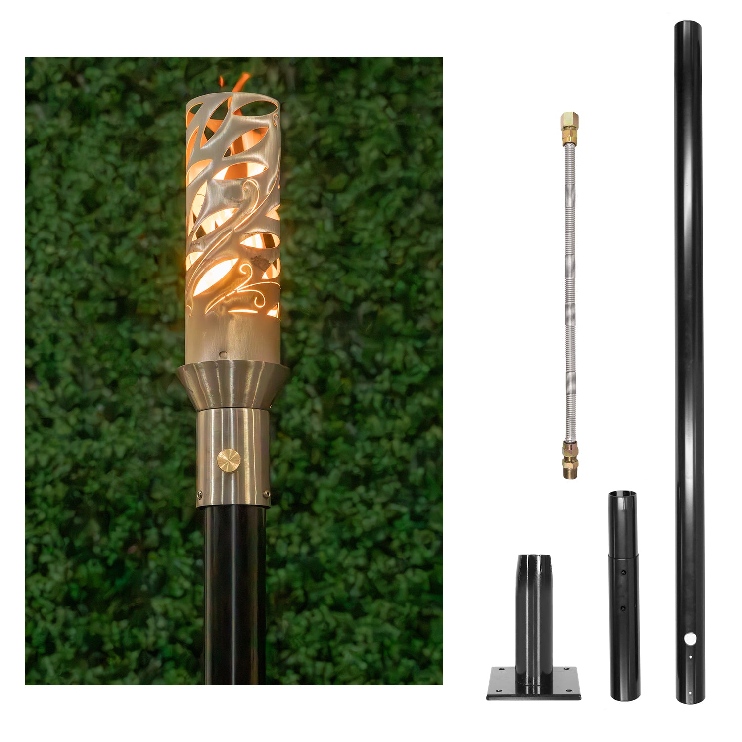 The Outdoor Plus Havana Original TOP Torch & Post Complete - Stainless Steel - Backyard Ember