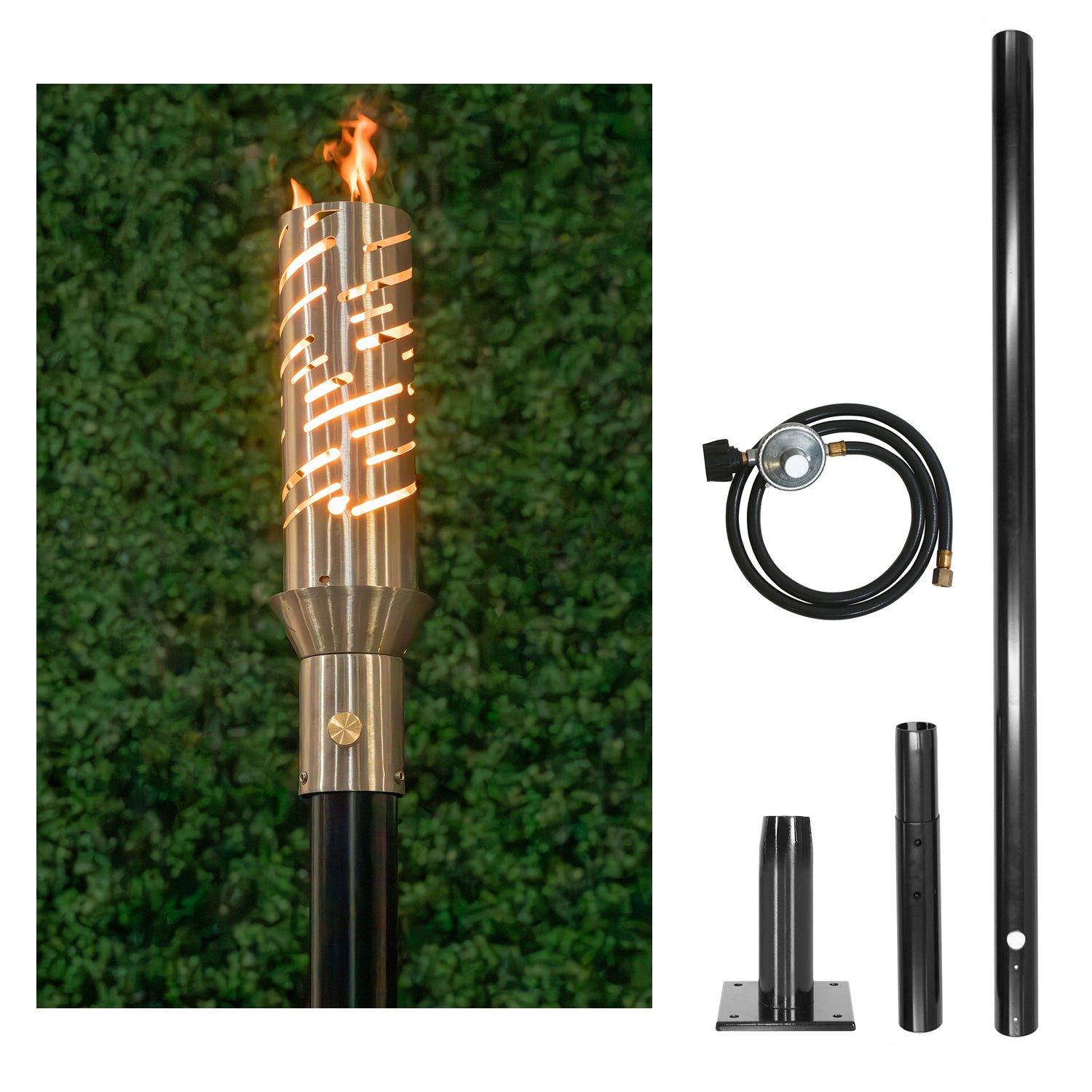 The Outdoor Plus Comet Original TOP Torch & Post Complete - Stainless Steel - Backyard Ember