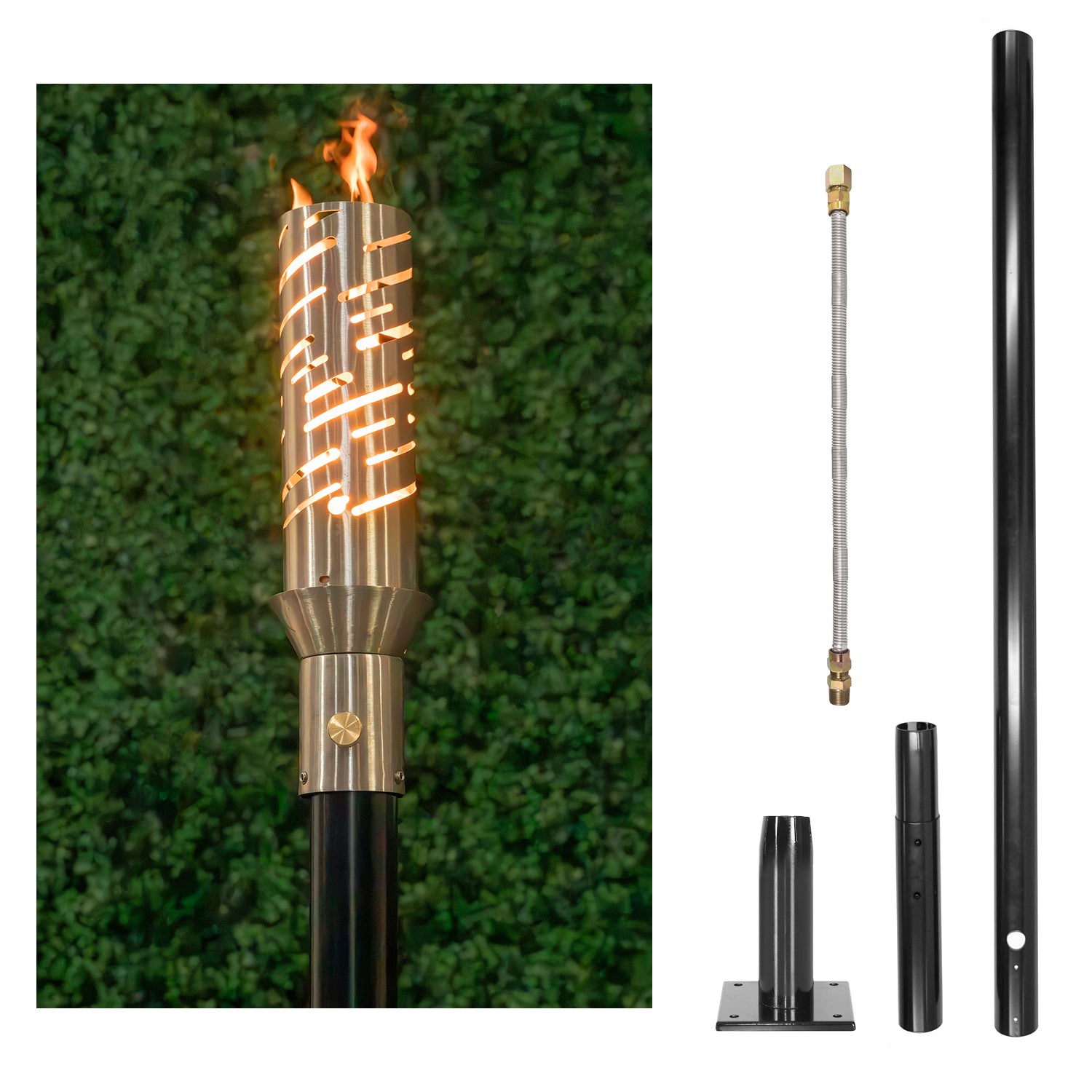 The Outdoor Plus Comet Original TOP Torch & Post Complete - Stainless Steel - Backyard Ember