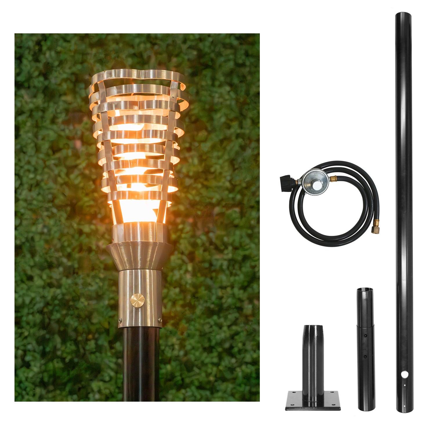 The Outdoor Plus Hercules Original TOP Torch & Post Complete - Stainless Steel - Backyard Ember