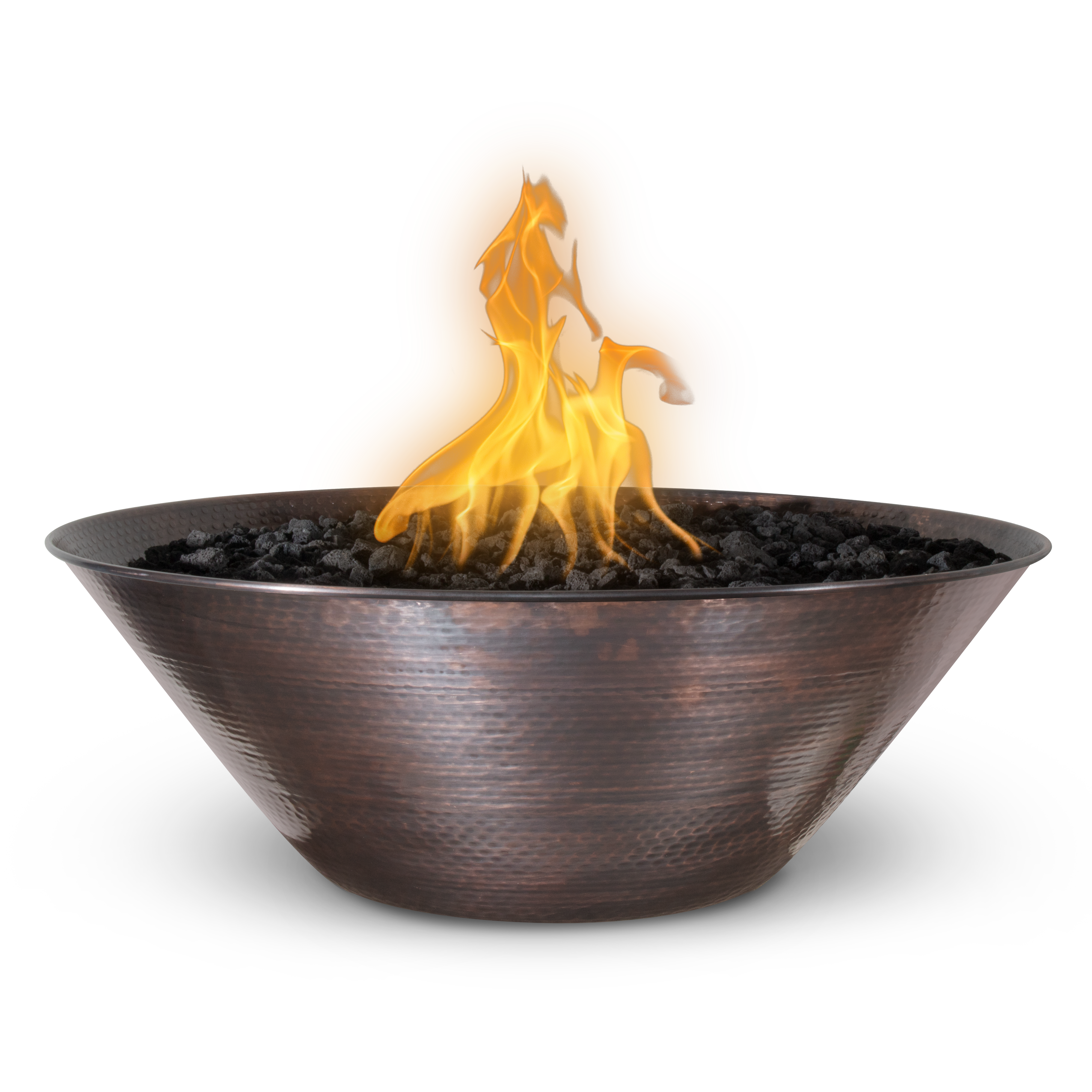 The Outdoor Plus Round Remi Fire Bowl - Hammered Copper 31-Inch - Backyard Ember