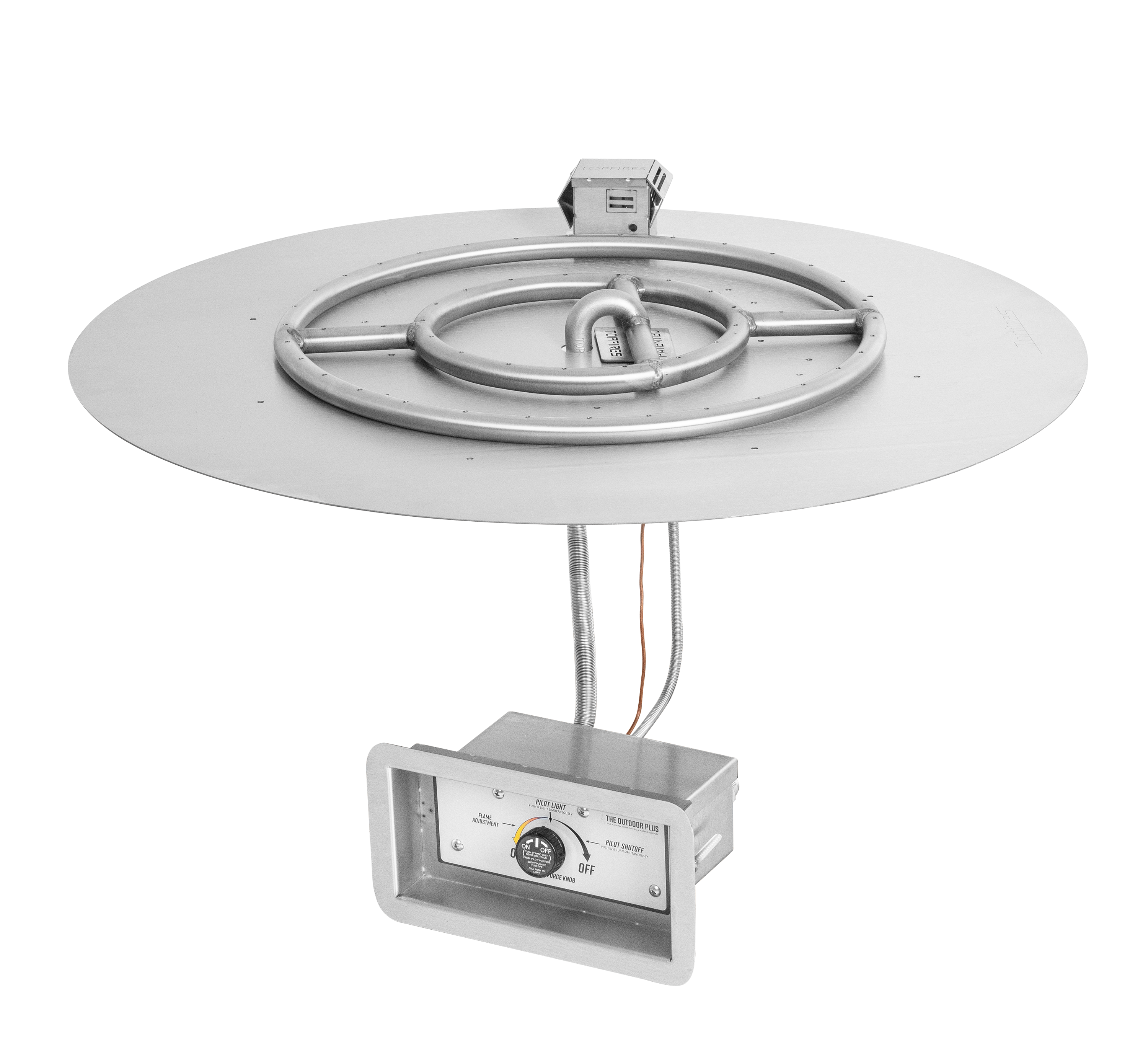 The Outdoor Plus 24-Inch Round Flat Pan & 18-Inch Round Stainless Steel Burner Flame Sense - Backyard Ember