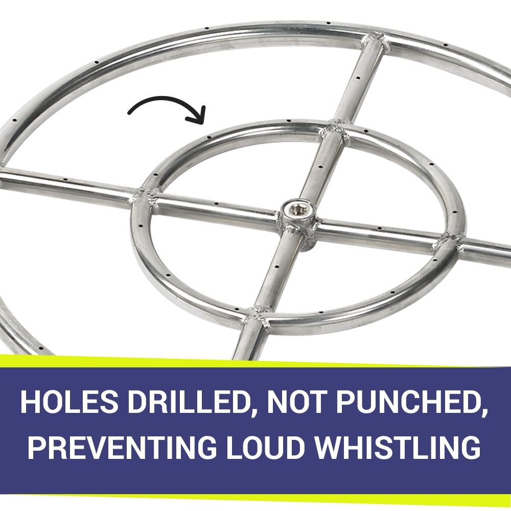 American Fire Products 18" Double-Ring Stainless Steel Fire Pit Burner with 1/2" Inlet