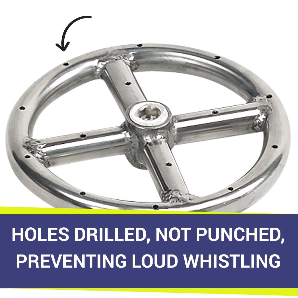 American Fire Products 6" Single-Ring Stainless Steel Fire Pit Burner with 1/2" Inlet