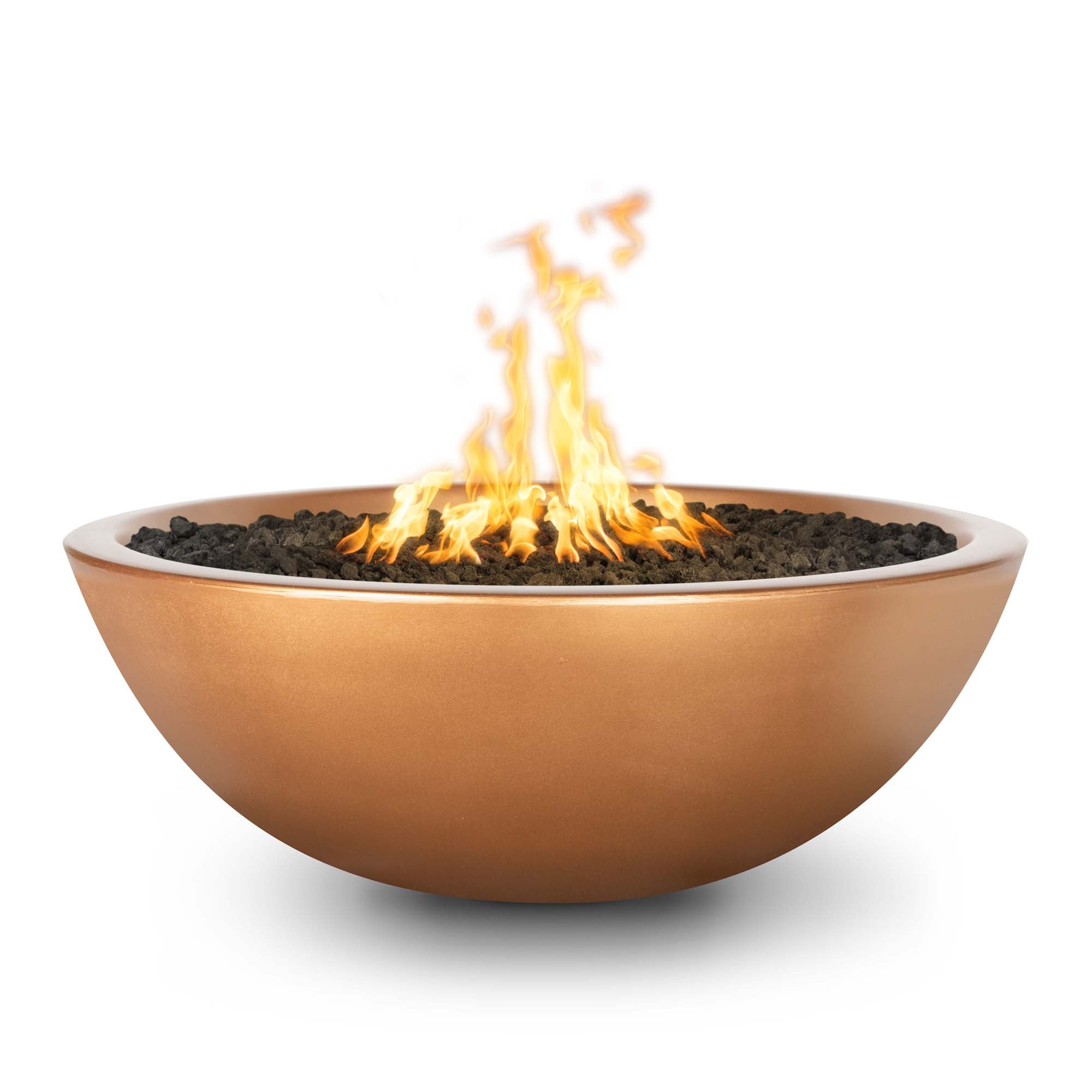 The Outdoor Plus Round Sedona Narrow Ledge - GFRC Concrete - Fire Pit - 60-Inch - Backyard Ember