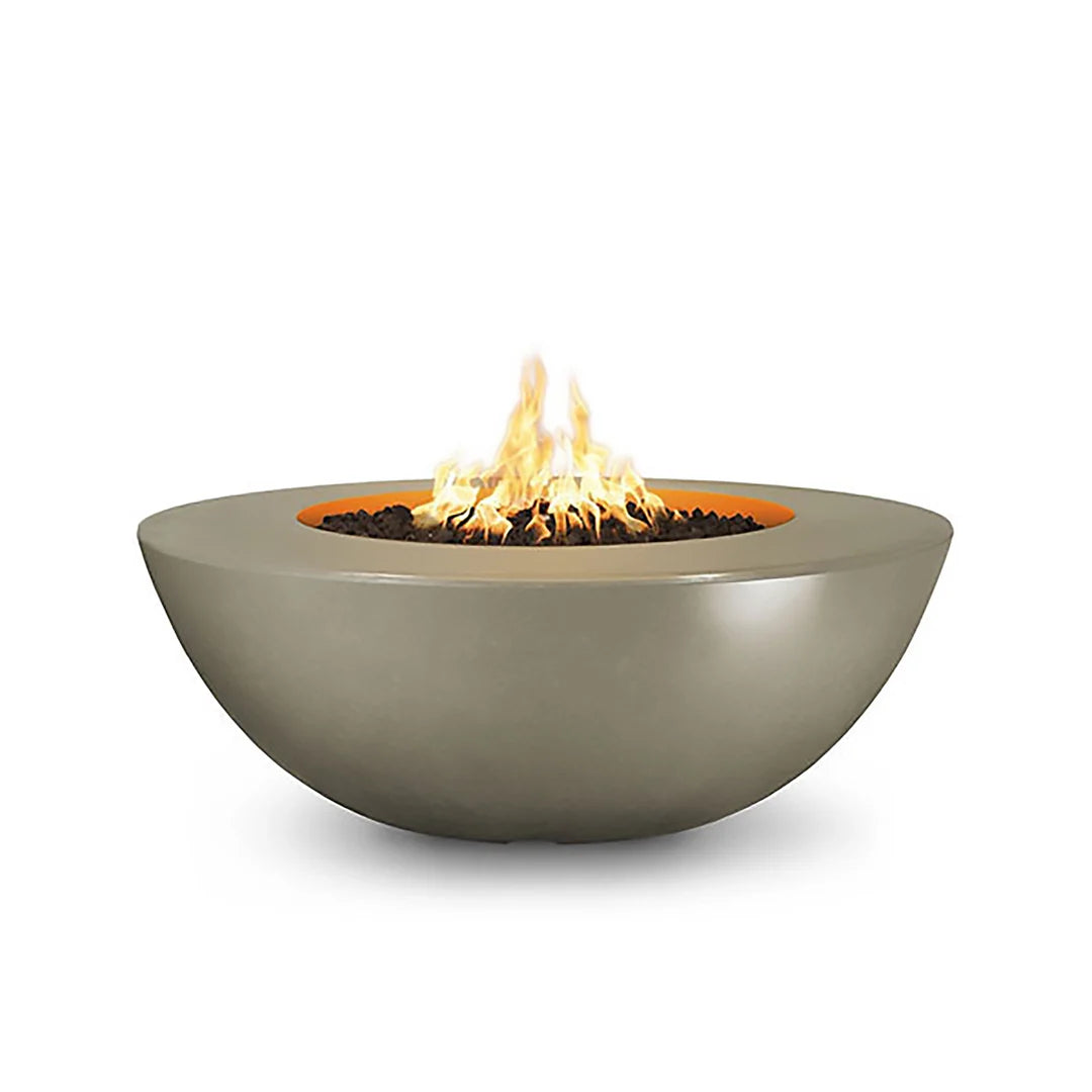 The Outdoor Plus Round Sedona Wide Ledge - GFRC Concrete - Fire Pit - 60-Inch - Backyard Ember