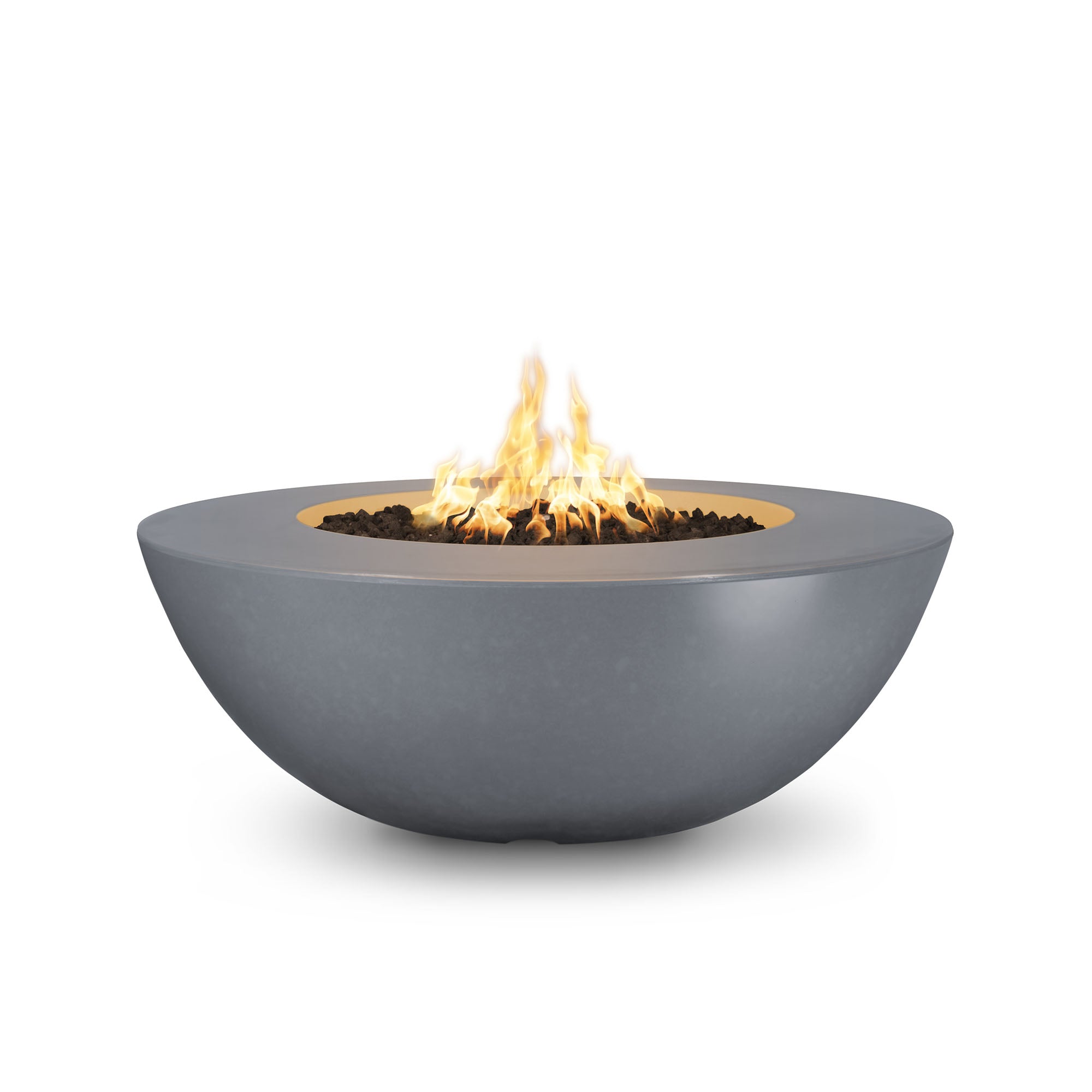 The Outdoor Plus Round Sedona Wide Ledge - GFRC Concrete - Fire Pit - 48-Inch - Backyard Ember