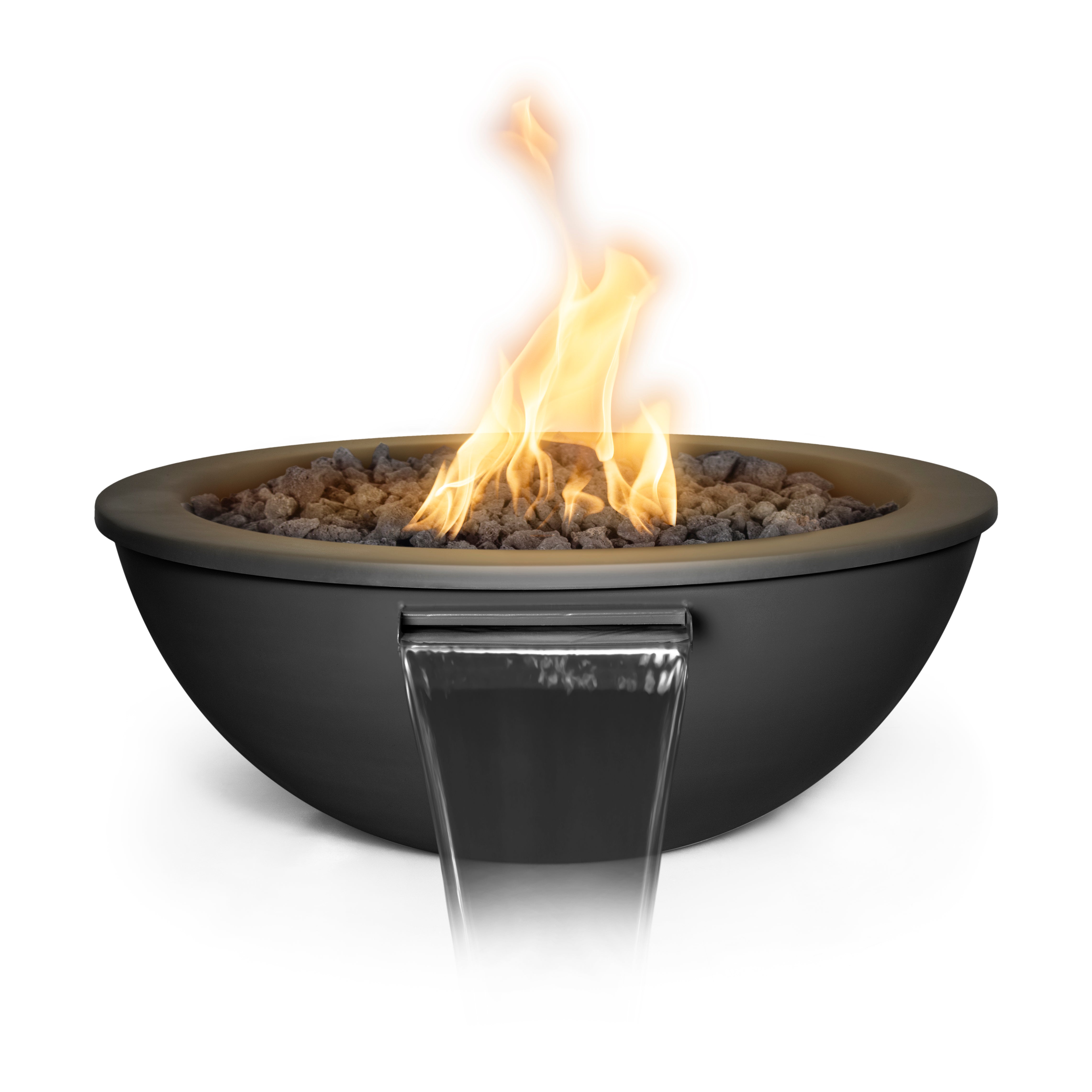 The Outdoor Plus Round Sedona Fire & Water Bowl - Powder Coated Metal 48-Inch - Backyard Ember