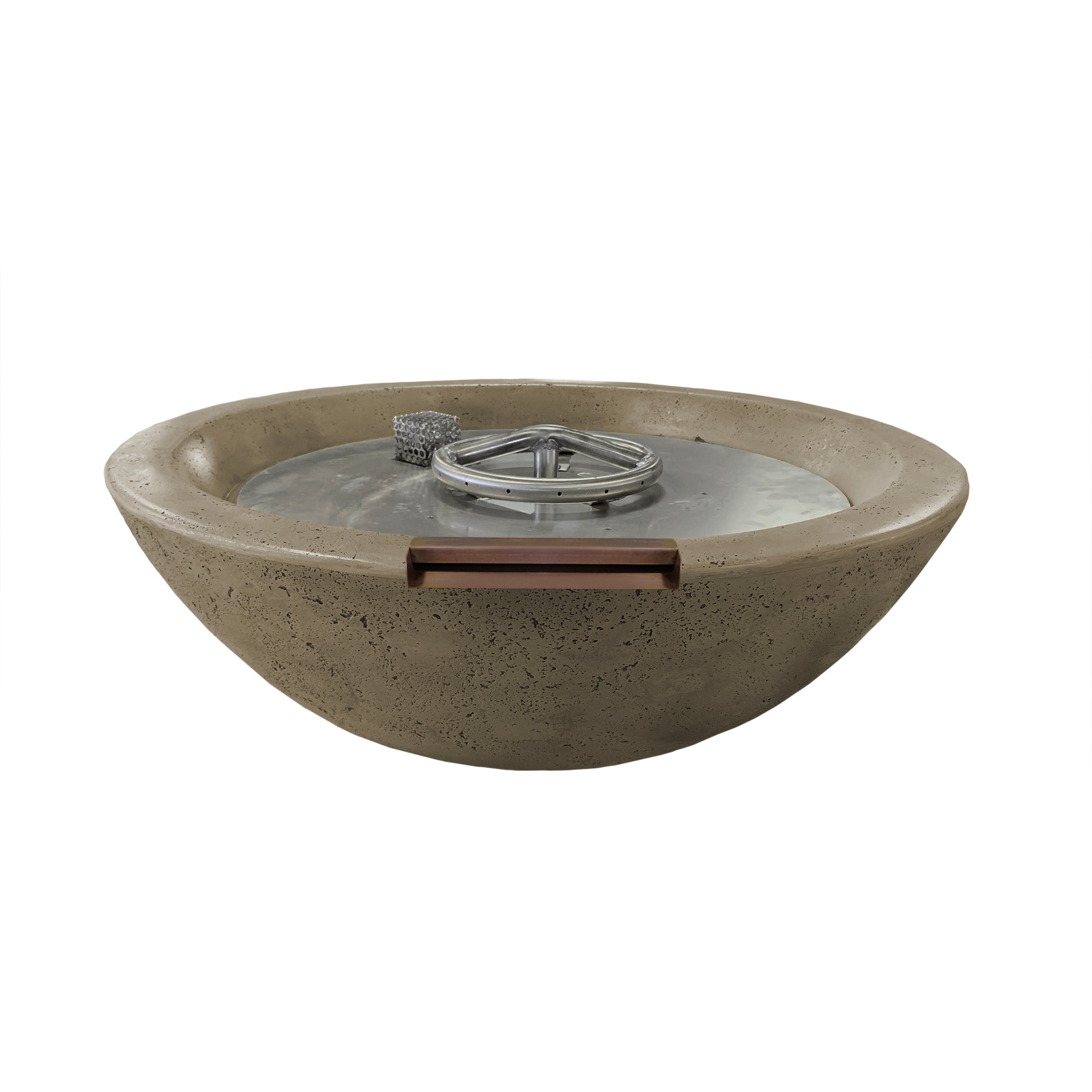 The Outdoor Plus Round Sedona Fire & Water Bowl - GFRC Concrete - 33-Inch - Backyard Ember